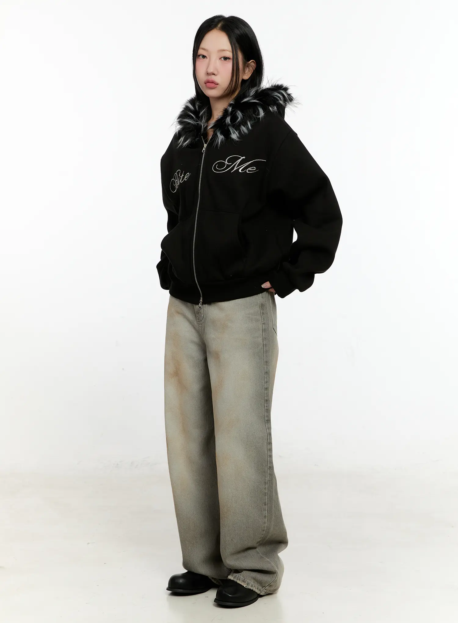 Faux Fur Zip-Up Hoodie CN506 - Image 6