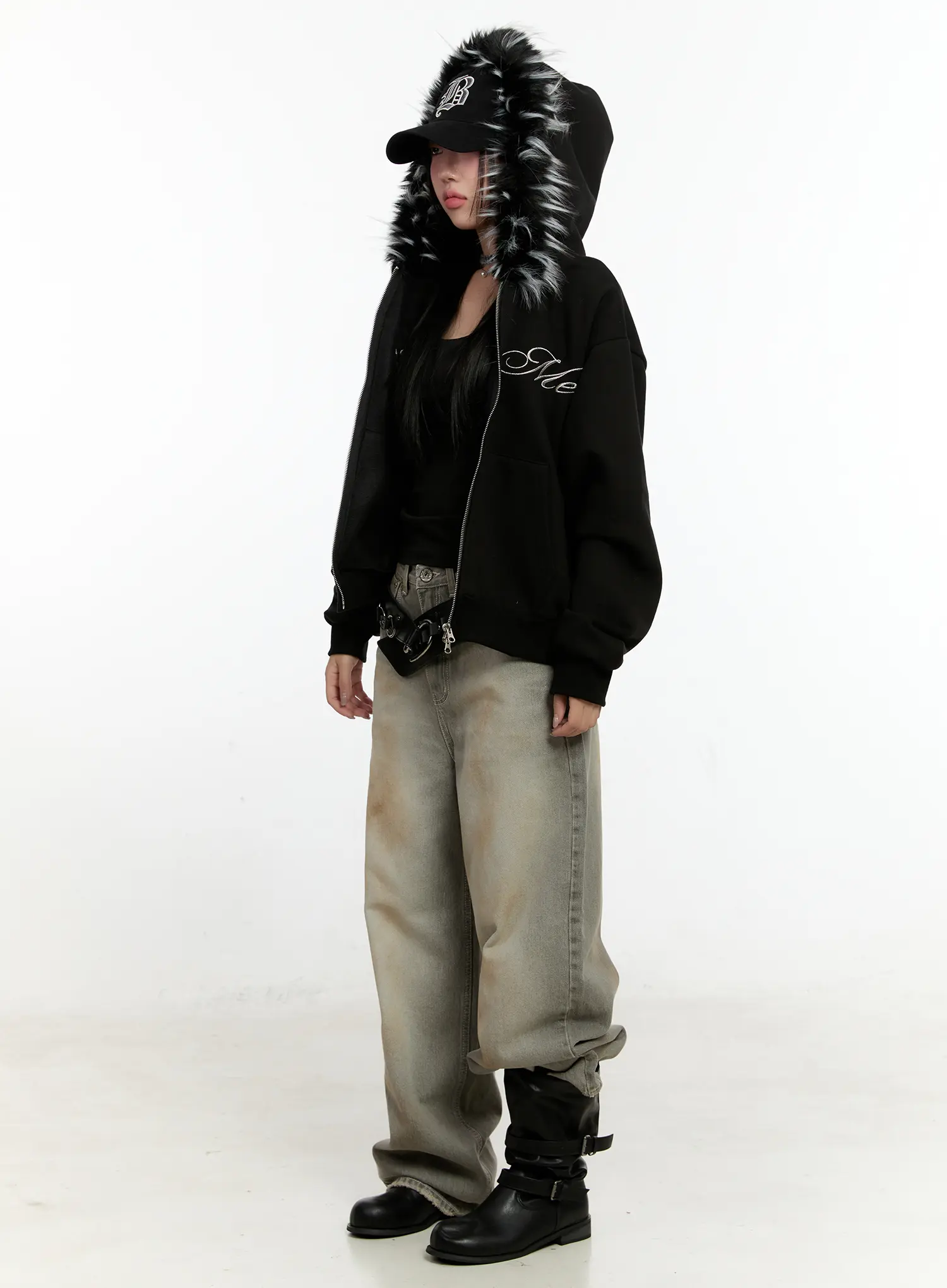 Faux Fur Zip-Up Hoodie CN506 - Image 7