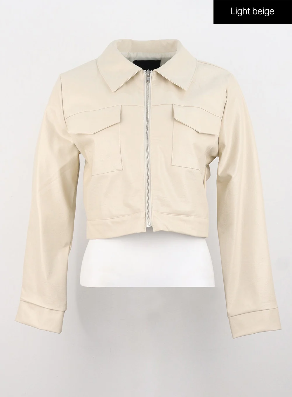 Faux Leather Collar Jacket OS305 - Image 10