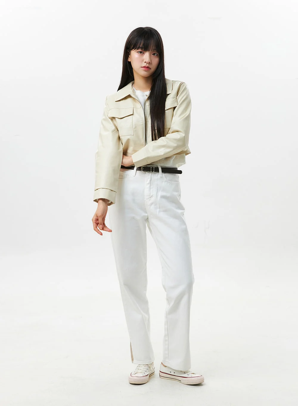 Faux Leather Collar Jacket OS305 - Image 2