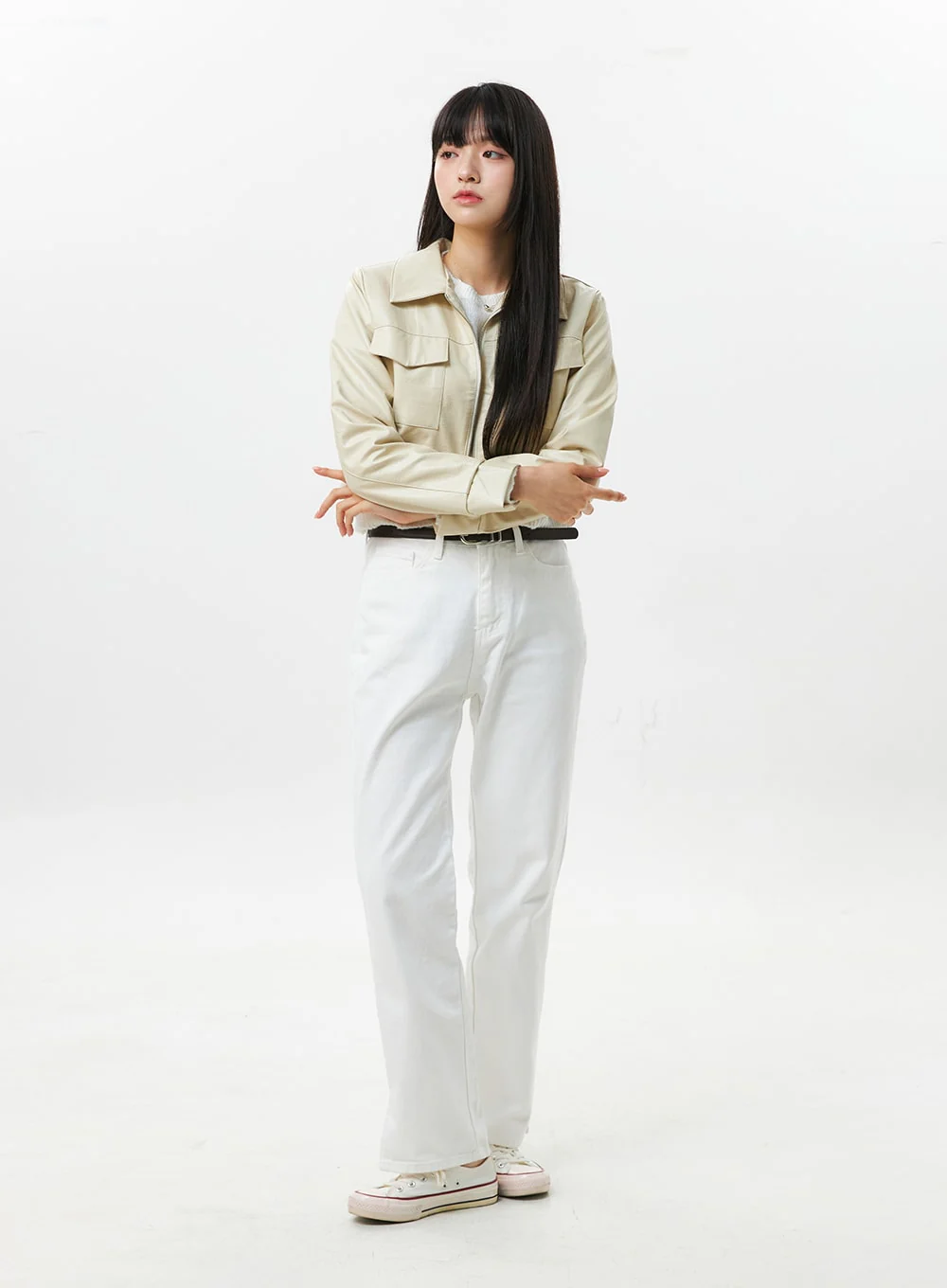 Faux Leather Collar Jacket OS305 - Image 3