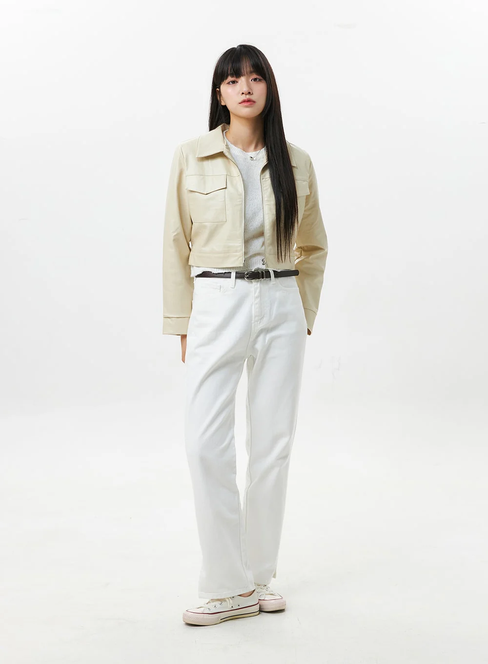 Faux Leather Collar Jacket OS305 - Image 5