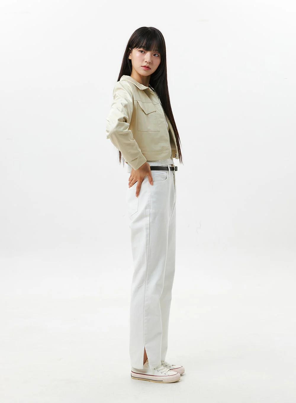 Faux Leather Collar Jacket OS305 - Image 6