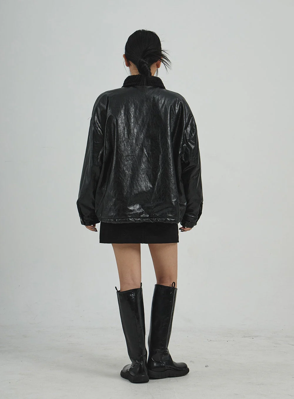 Faux Leather Fur Jacket CD12 - Image 12
