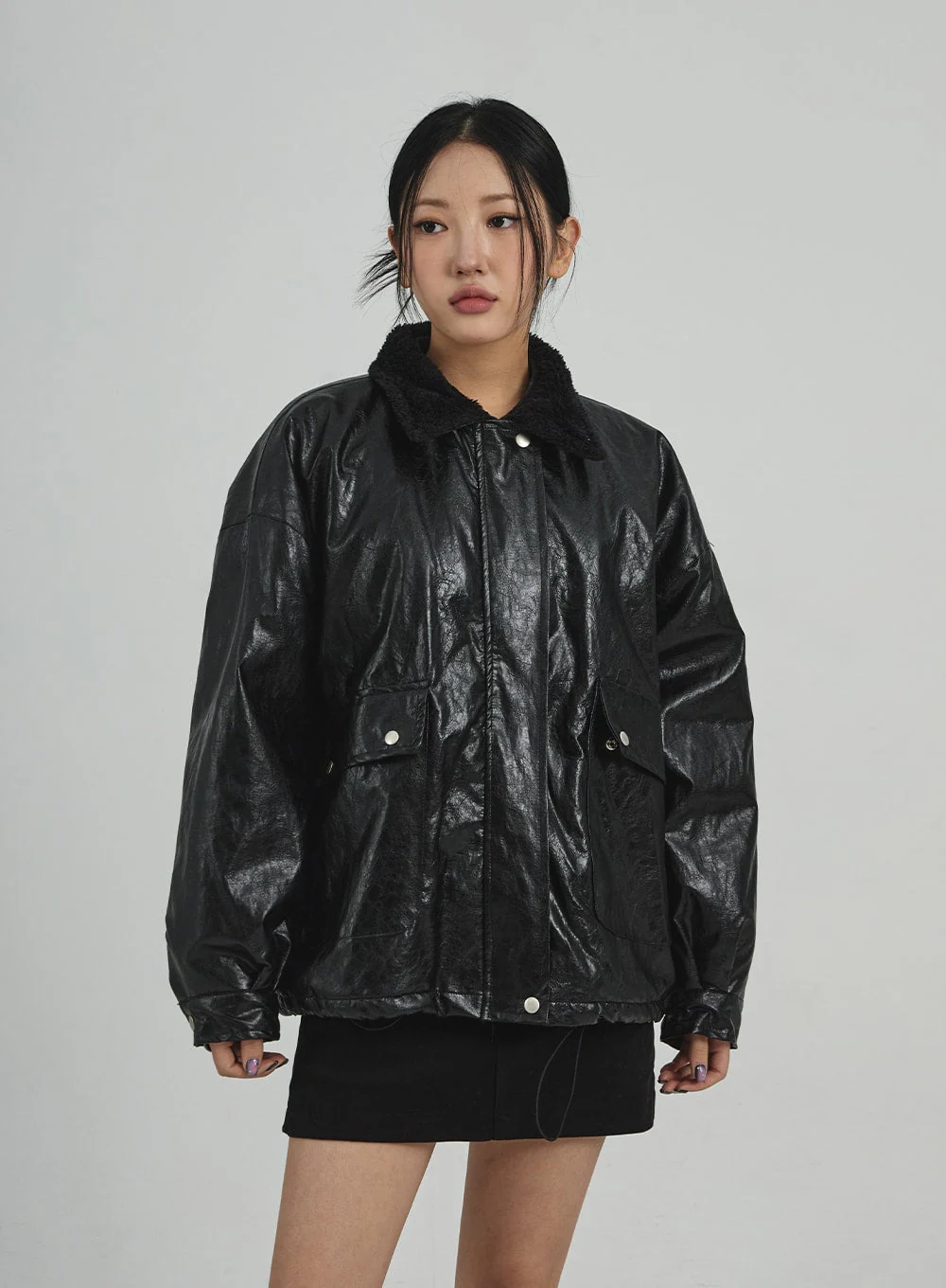 Faux Leather Fur Jacket CD12 - Image 5