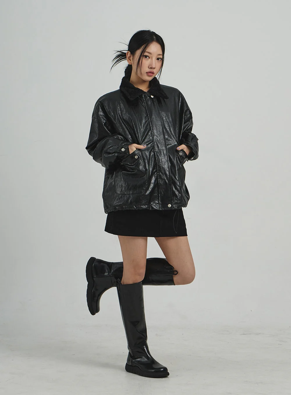 Faux Leather Fur Jacket CD12 - Image 7