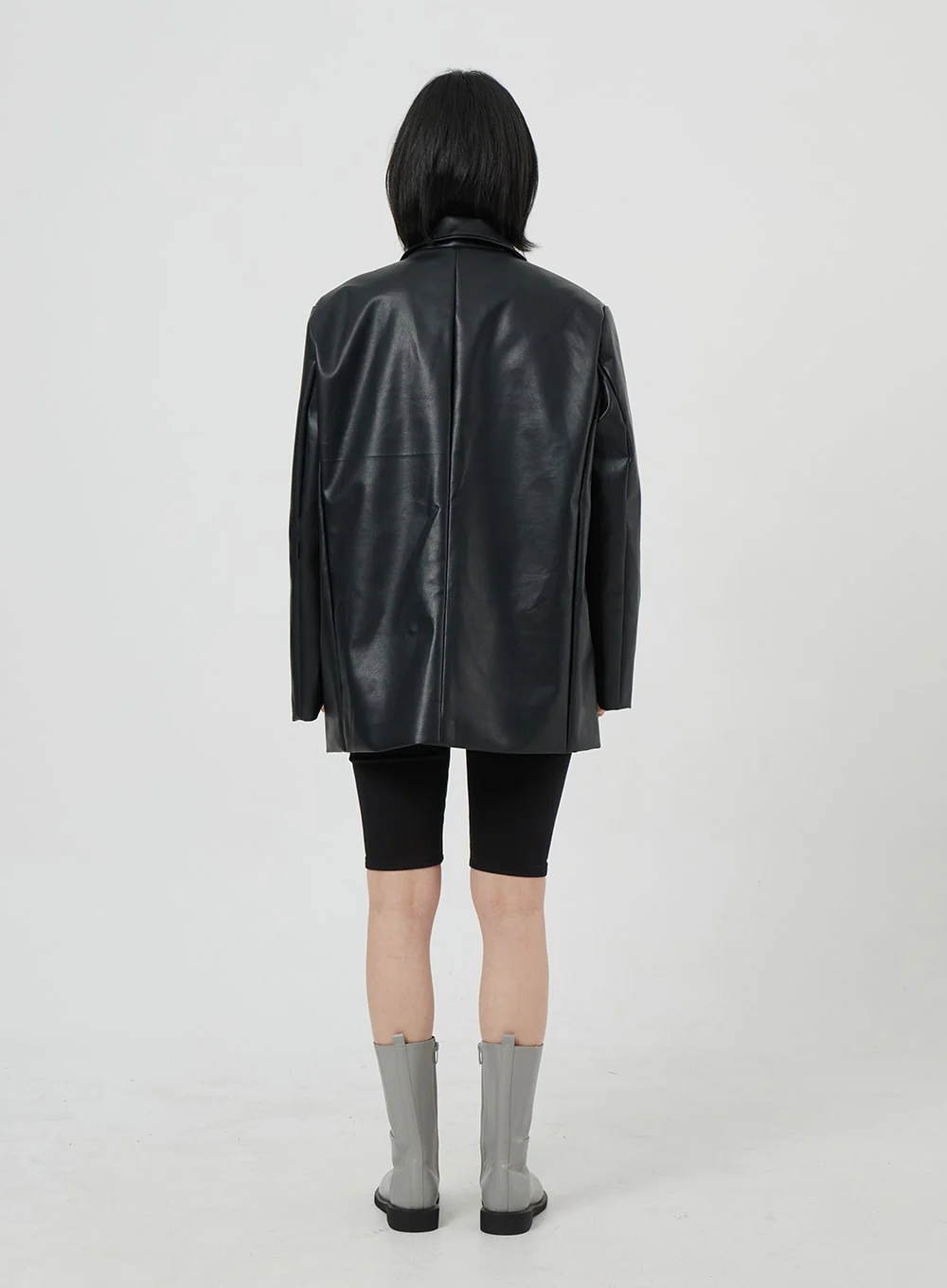 Faux Leather Oversized Jacket OM306 - Image 12