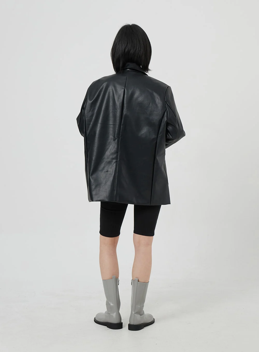 Faux Leather Oversized Jacket OM306 - Image 6