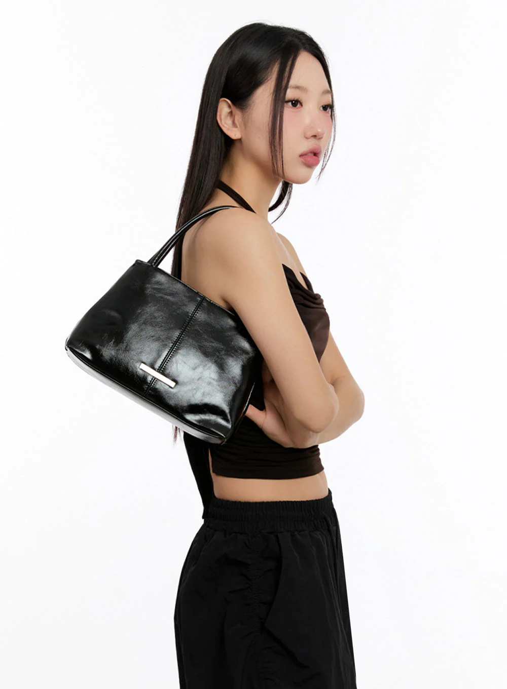 Faux Leather Square Shoulder Bag IU509 - Image 2