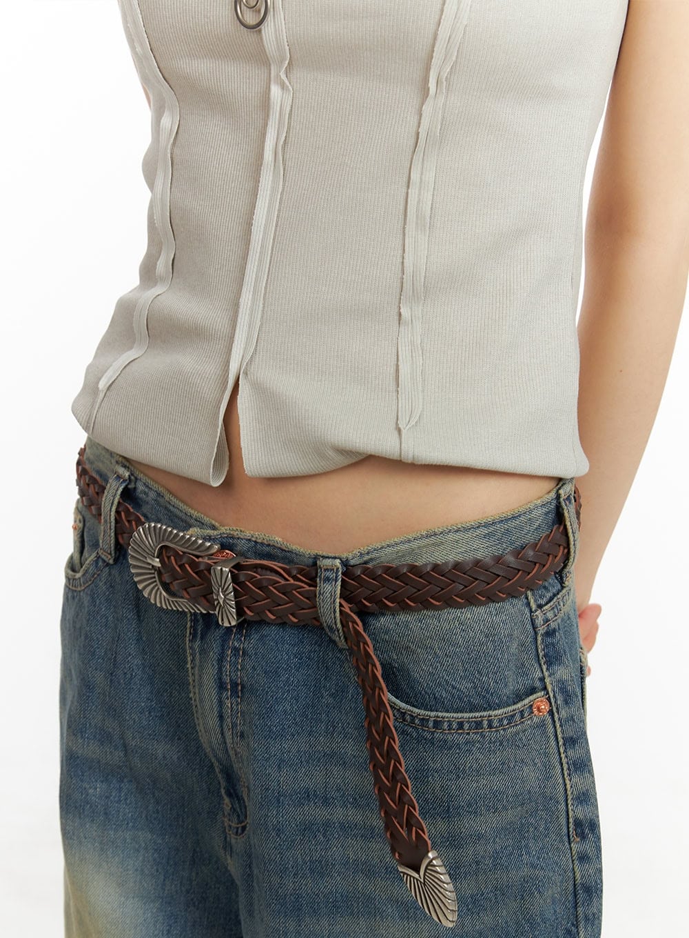Faux Leather Twist Belt CY414 - Image 5