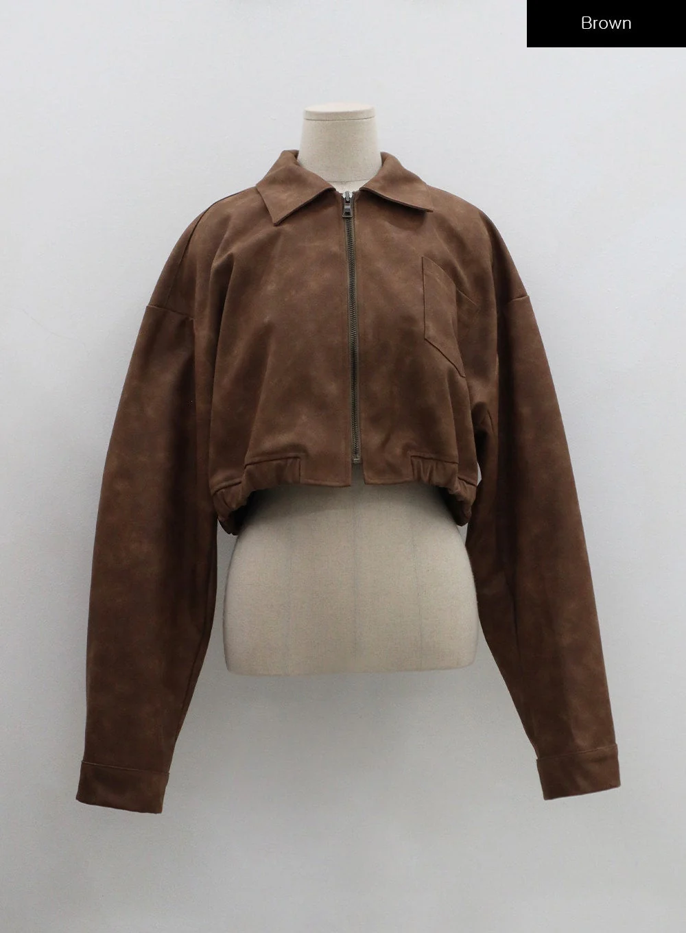 Faux Leather Zipp-Up Jumper Jacket BO24 - Image 16