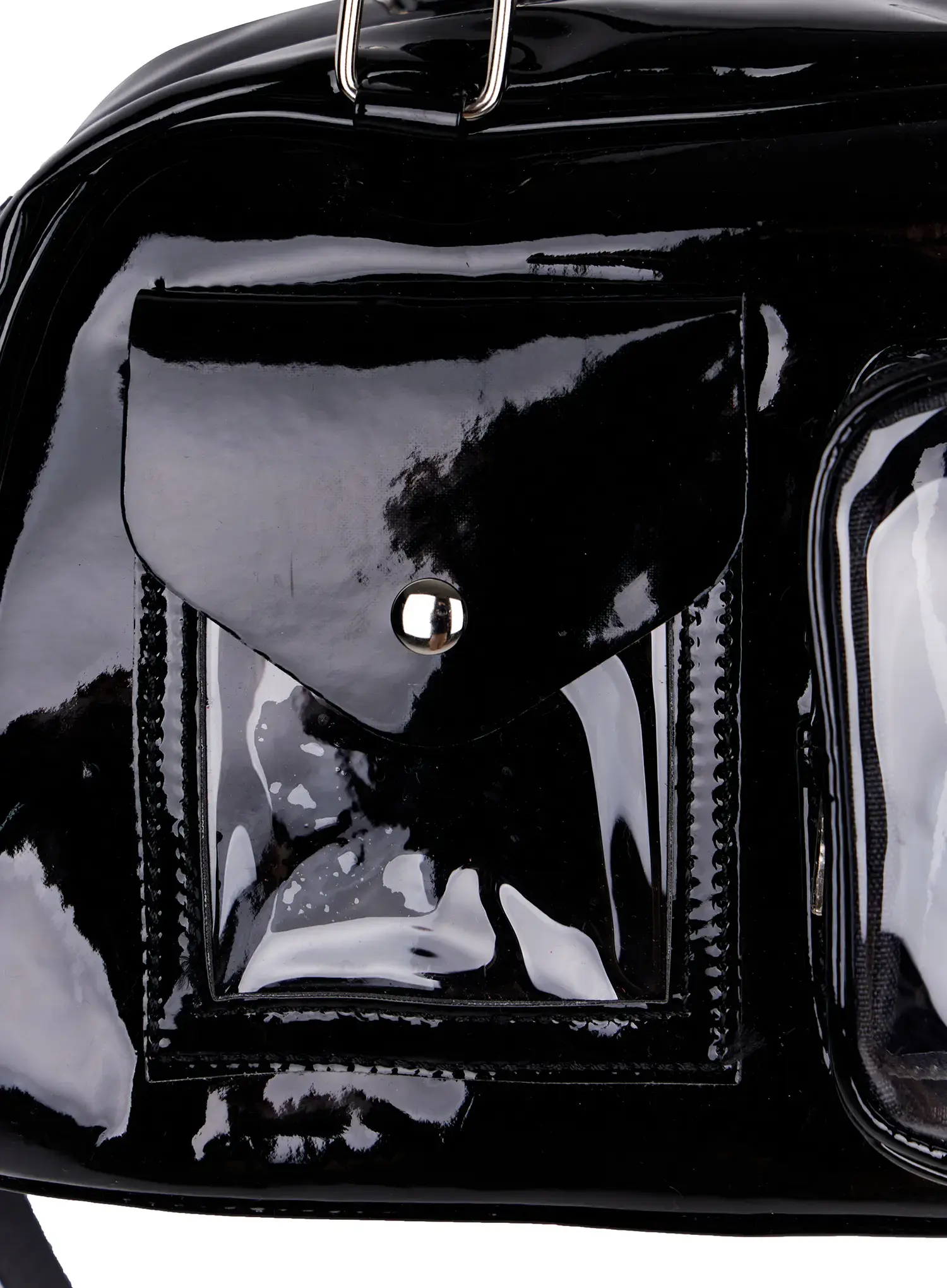 Faux Patent Leather Pocket Shoulder Bag CA527 - Image 7