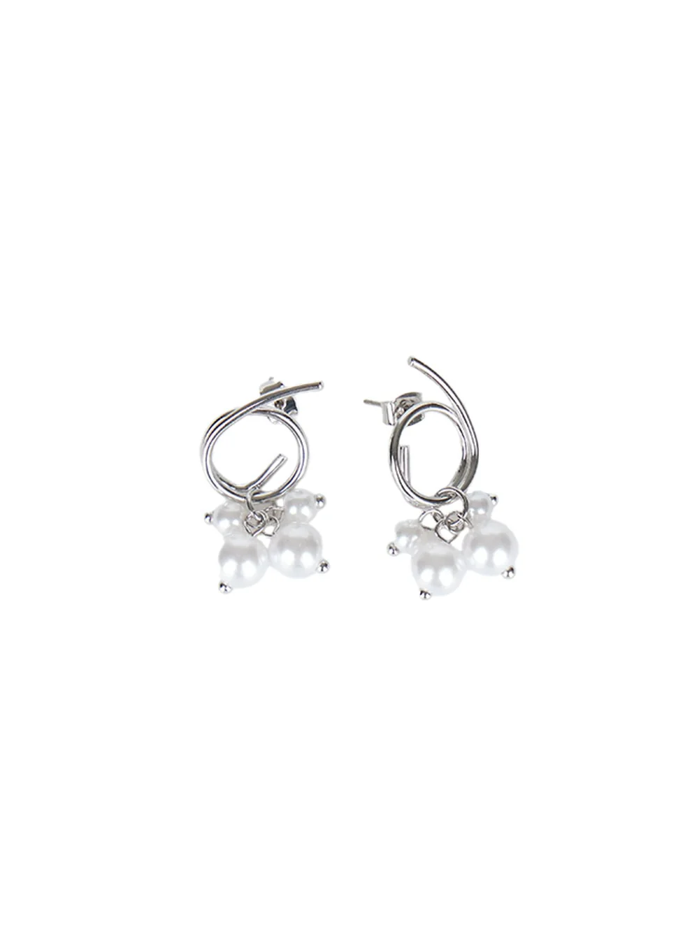 Faux-Pearl Bouquet Round Earrings CA516 - Image 4
