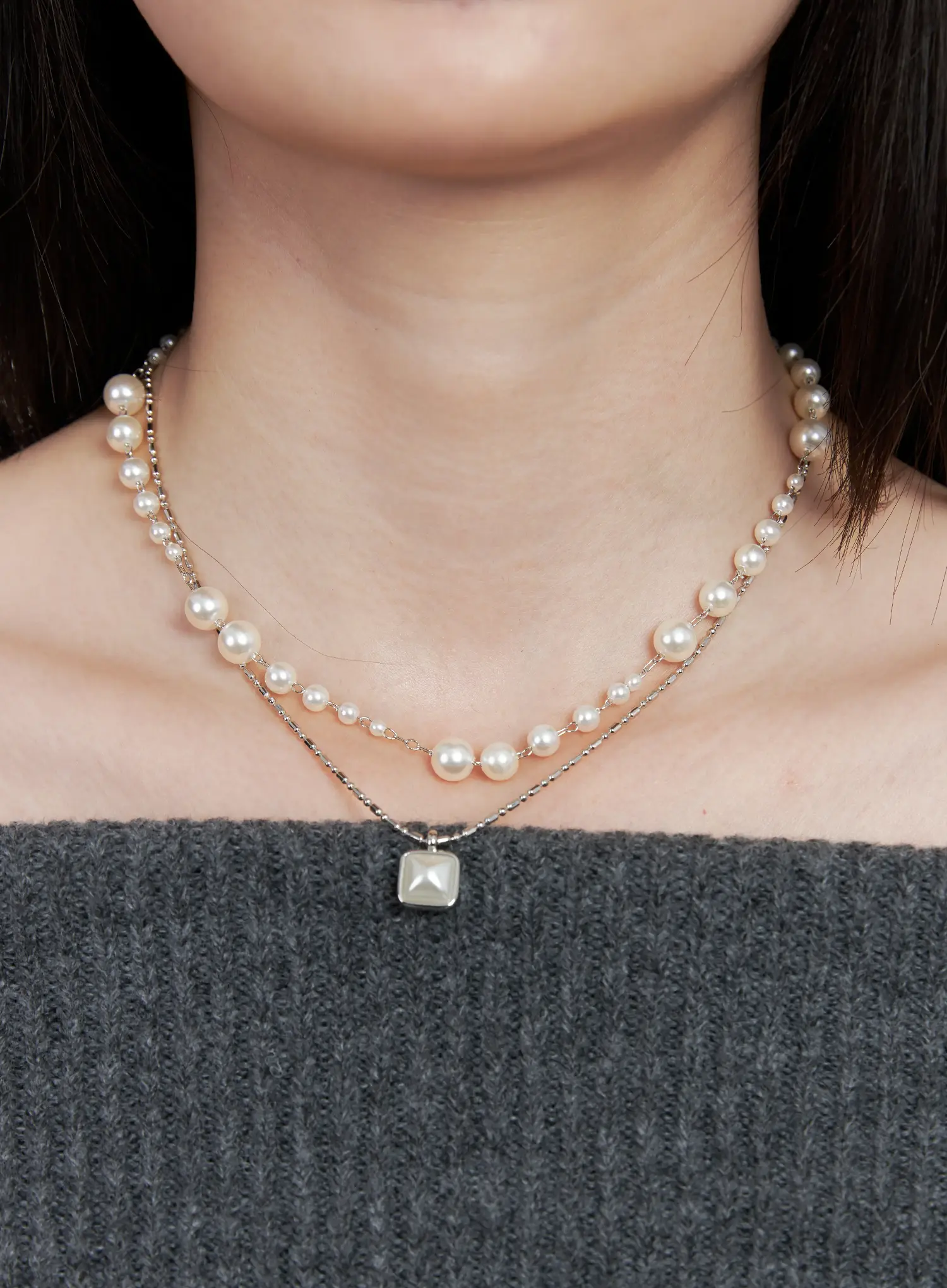 Faux-Pearl Layered Necklace IN510