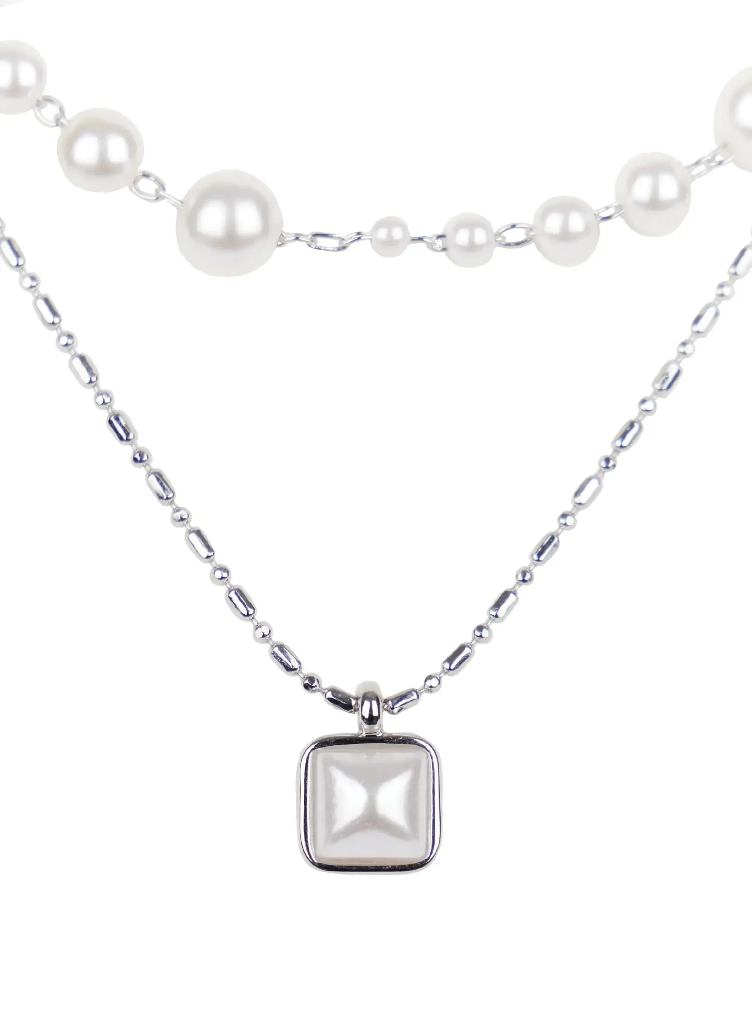 Faux-Pearl Layered Necklace IN510 - Image 6