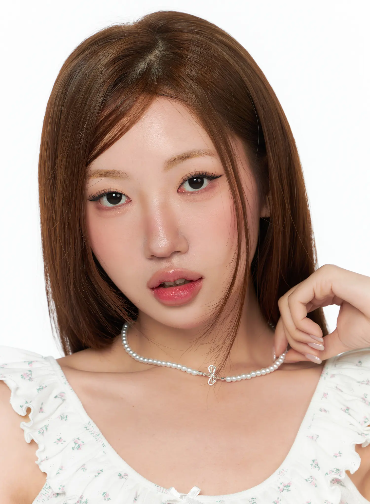 Faux Pearl Ribbon Necklace CA515 - Image 2