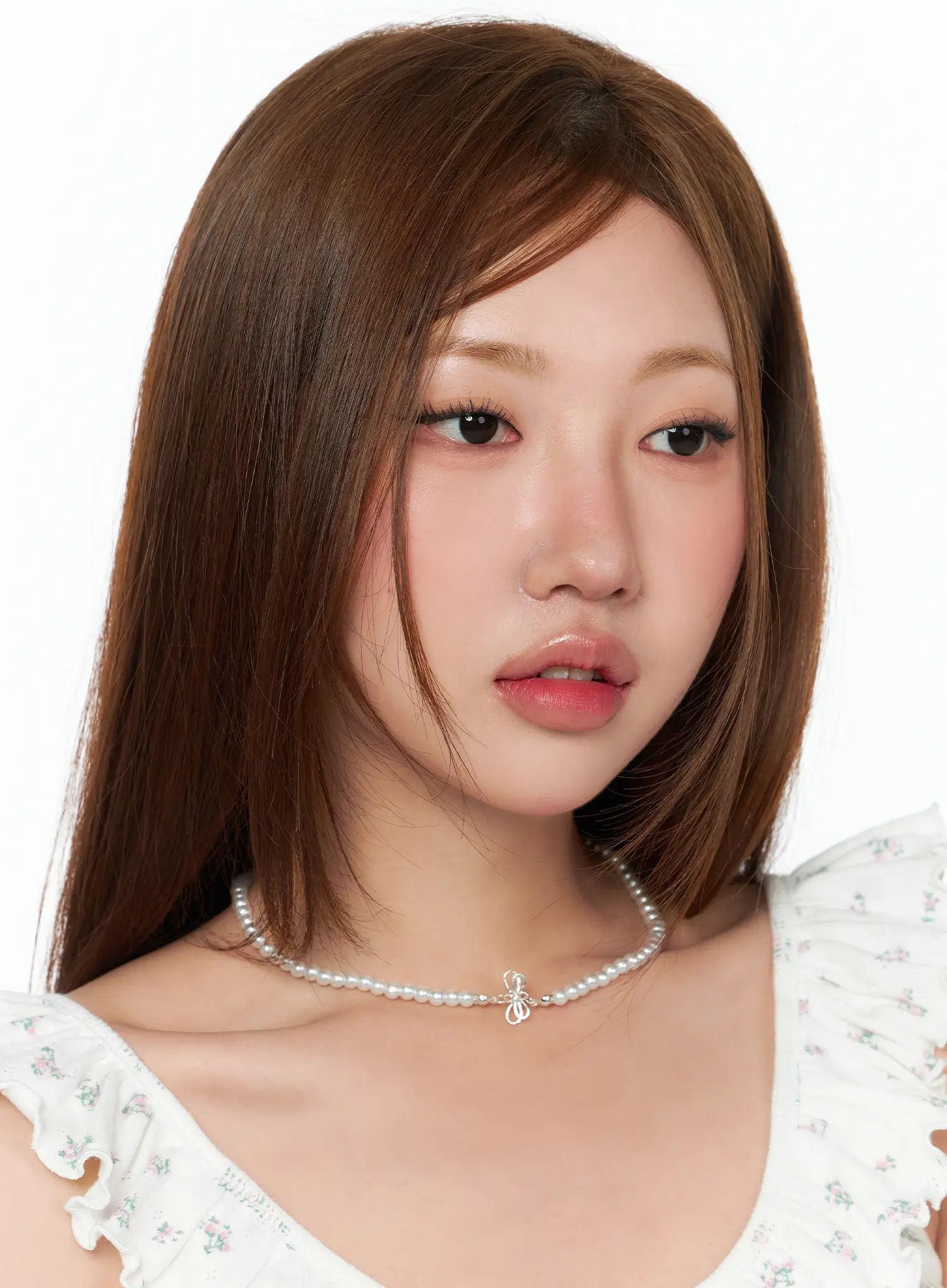 Faux Pearl Ribbon Necklace CA515 - Image 3
