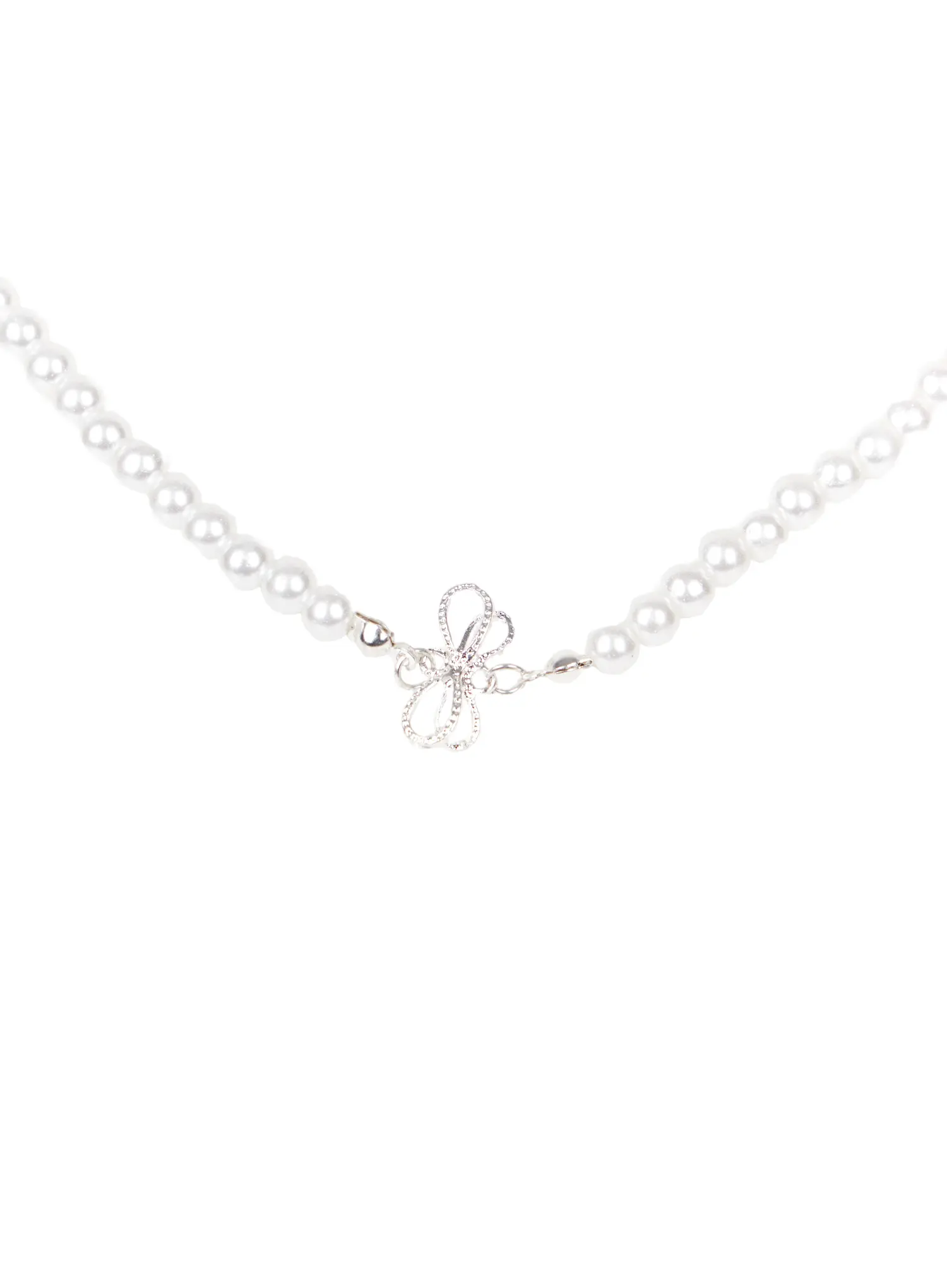 Faux Pearl Ribbon Necklace CA515 - Image 5