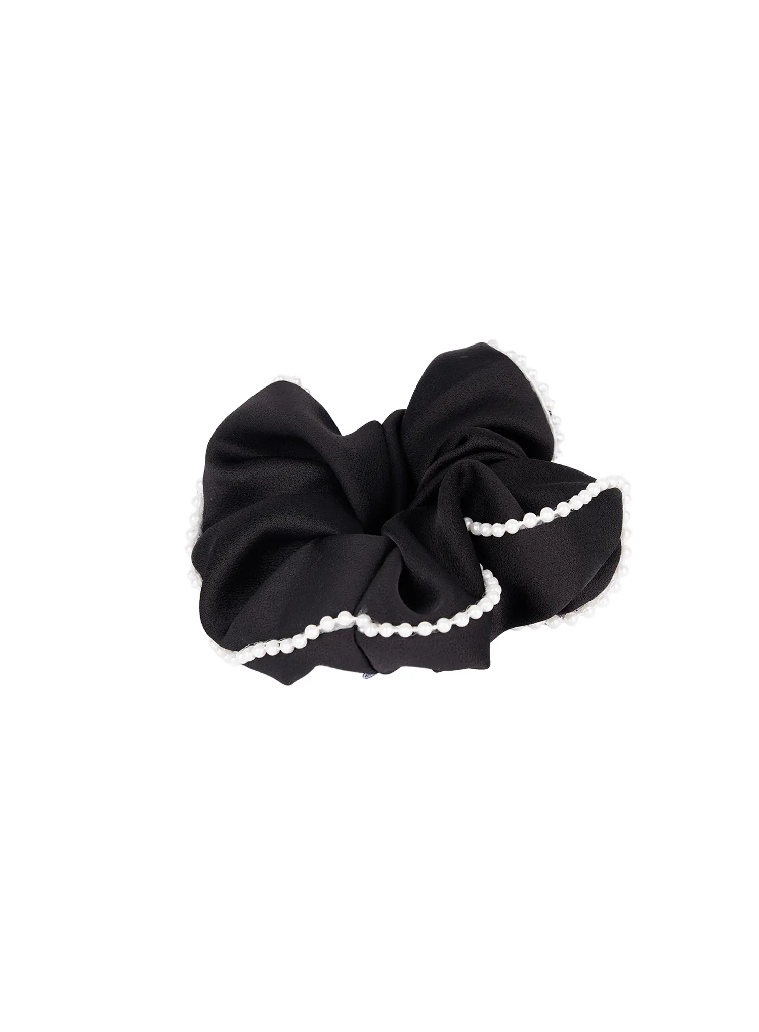 Faux Pearl Trim Satin Scrunchie CJ520 - Image 4