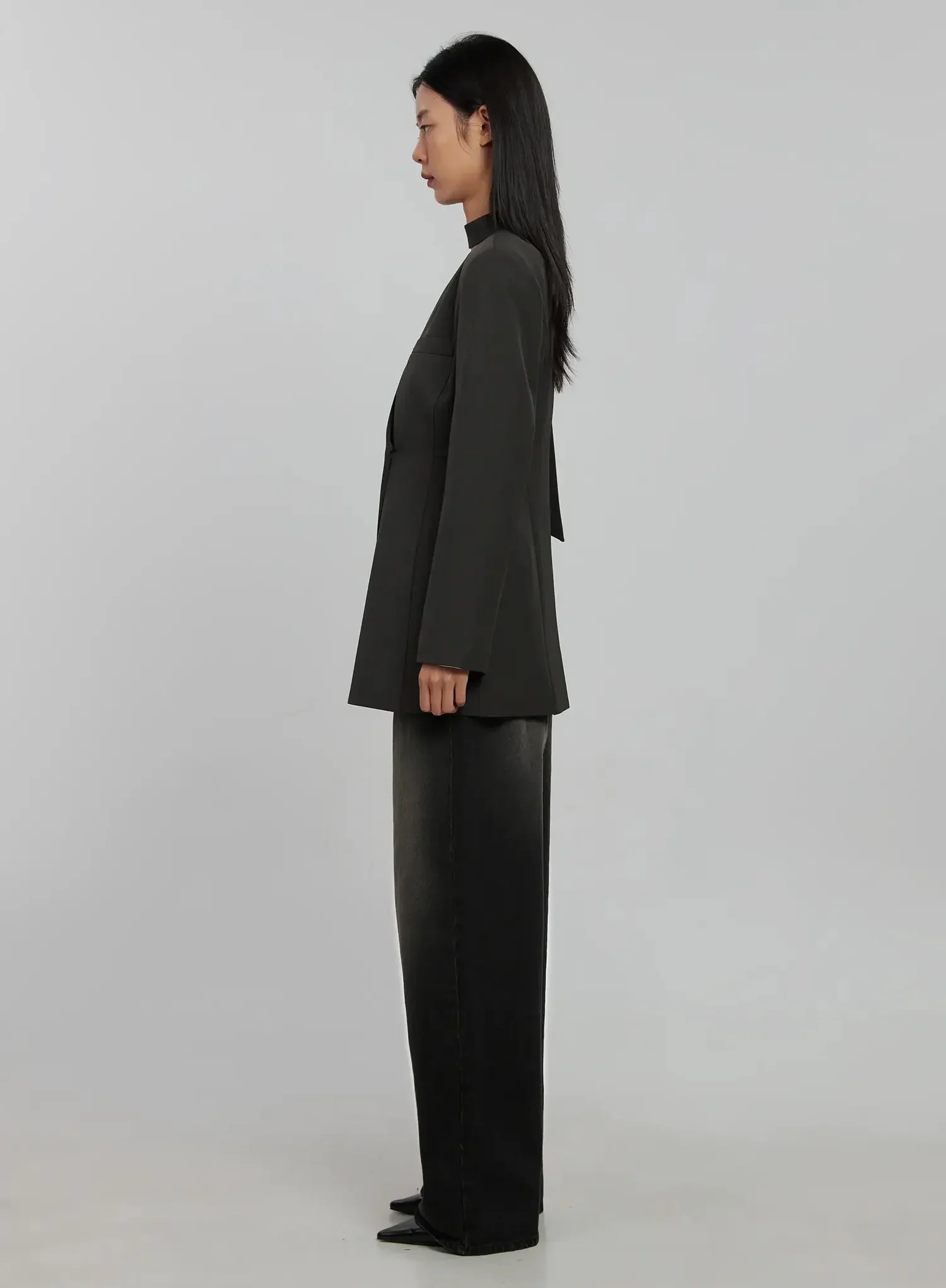 Fitted Tie Detail Blazer IJ509 - Image 11