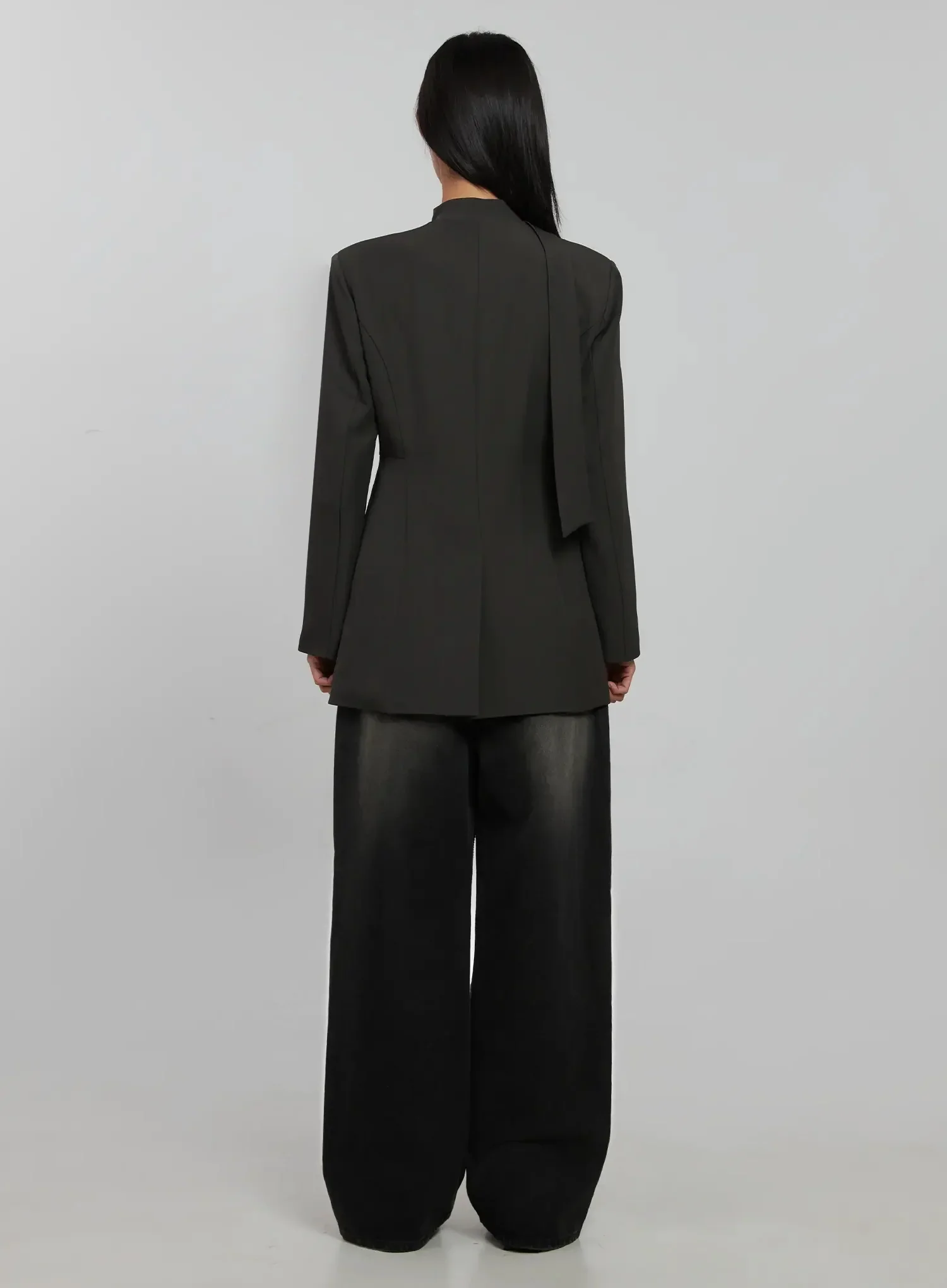 Fitted Tie Detail Blazer IJ509 - Image 12