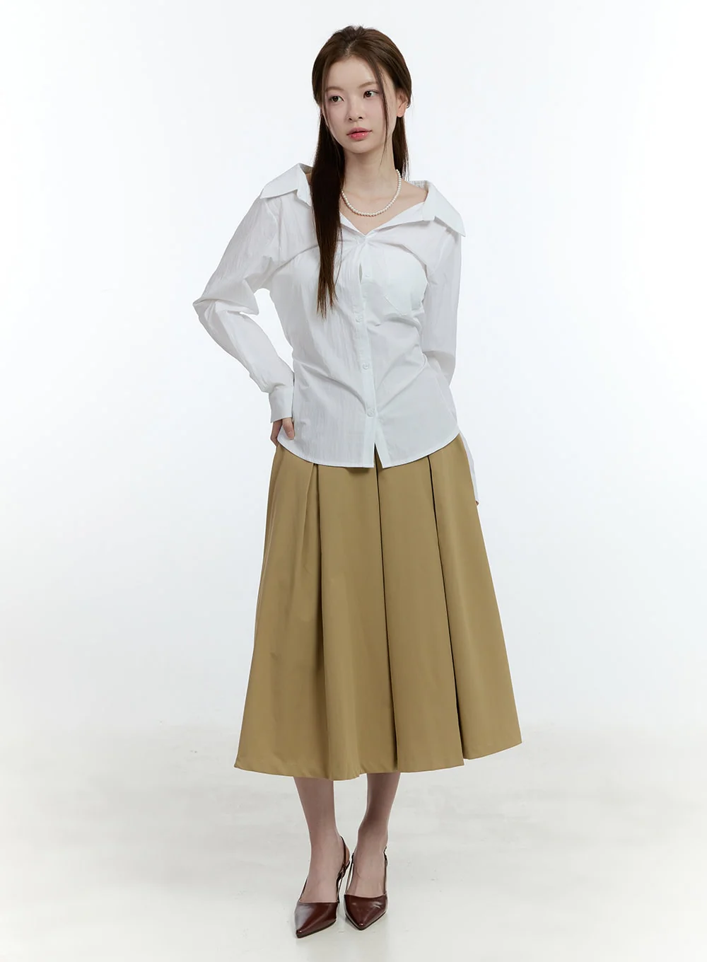 Flared Pintuck Midi Skirt CF503 - Image 2
