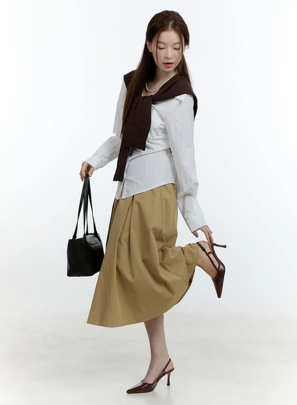 Flared Pintuck Midi Skirt CF503 - Image 8