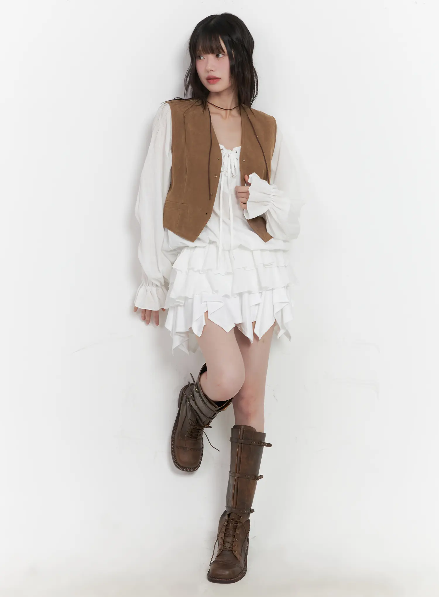 Flared Ruffle Mini Skirt CU520 - Image 2