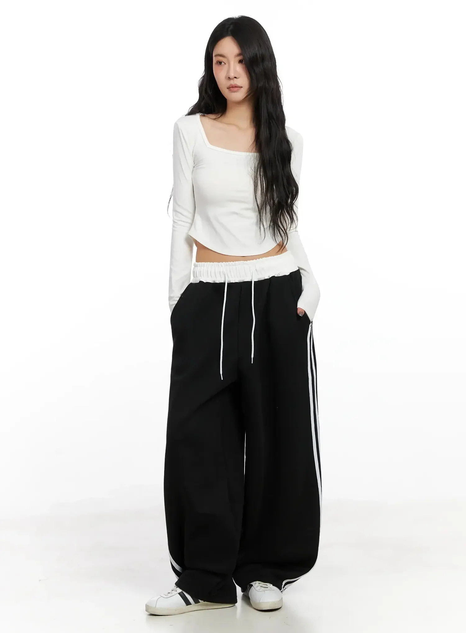Fleece Baggy Drawstring Sweatpants IN528 - Image 3