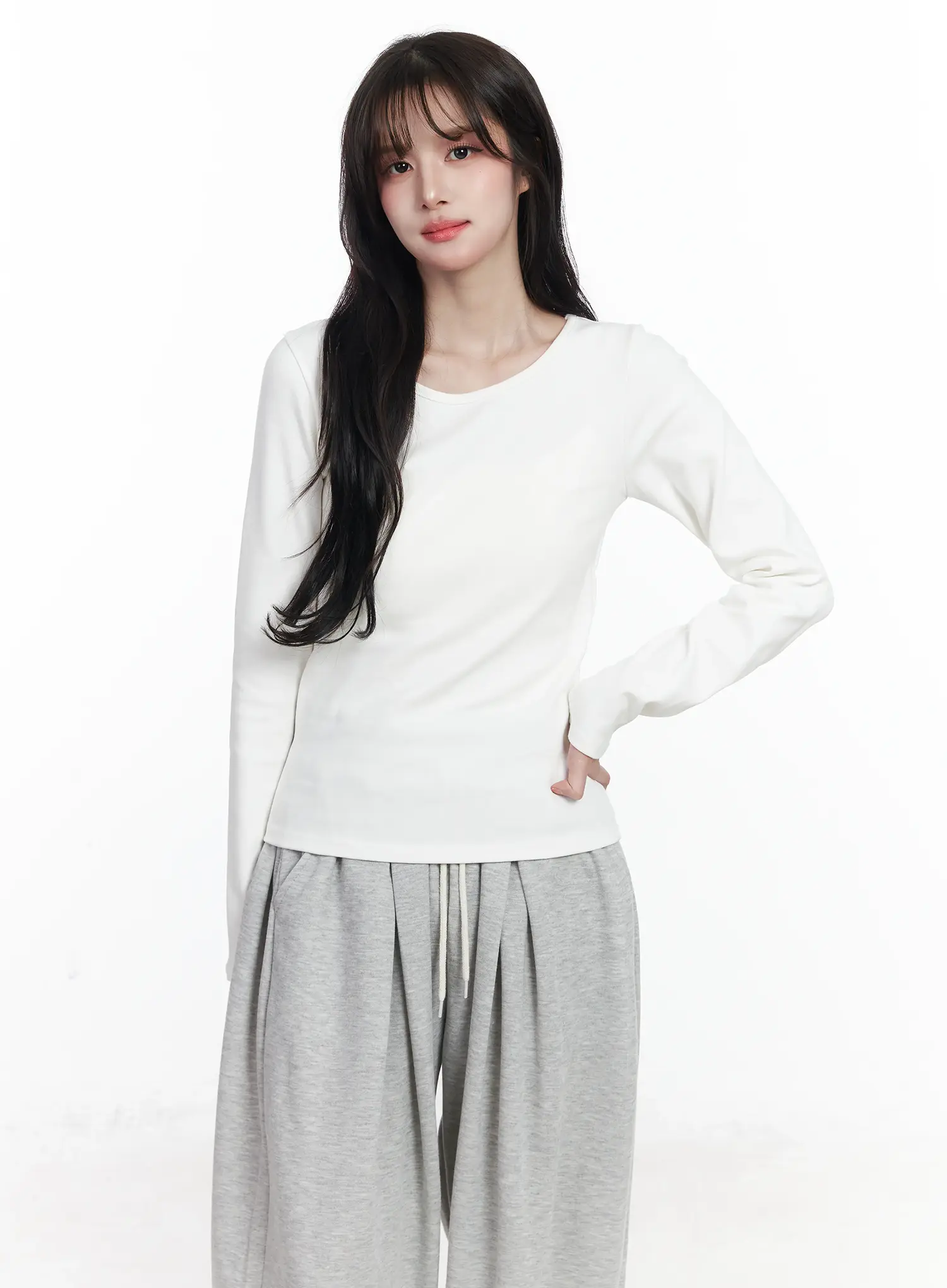 Fleece-Lined Round Neck Long Sleeve IJ529 - Image 3