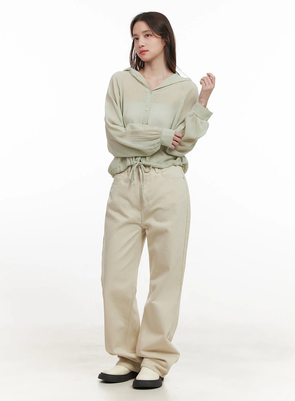 Fleece-Lined Wide-Leg Trousers CJ515 - Image 2