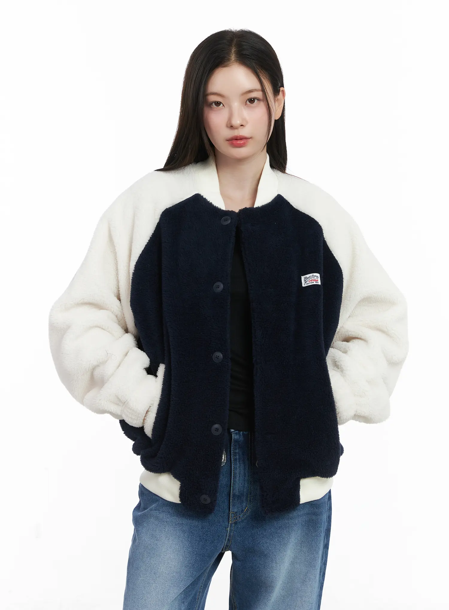 Fleeced Varsity Jacket CJ506 - Image 10