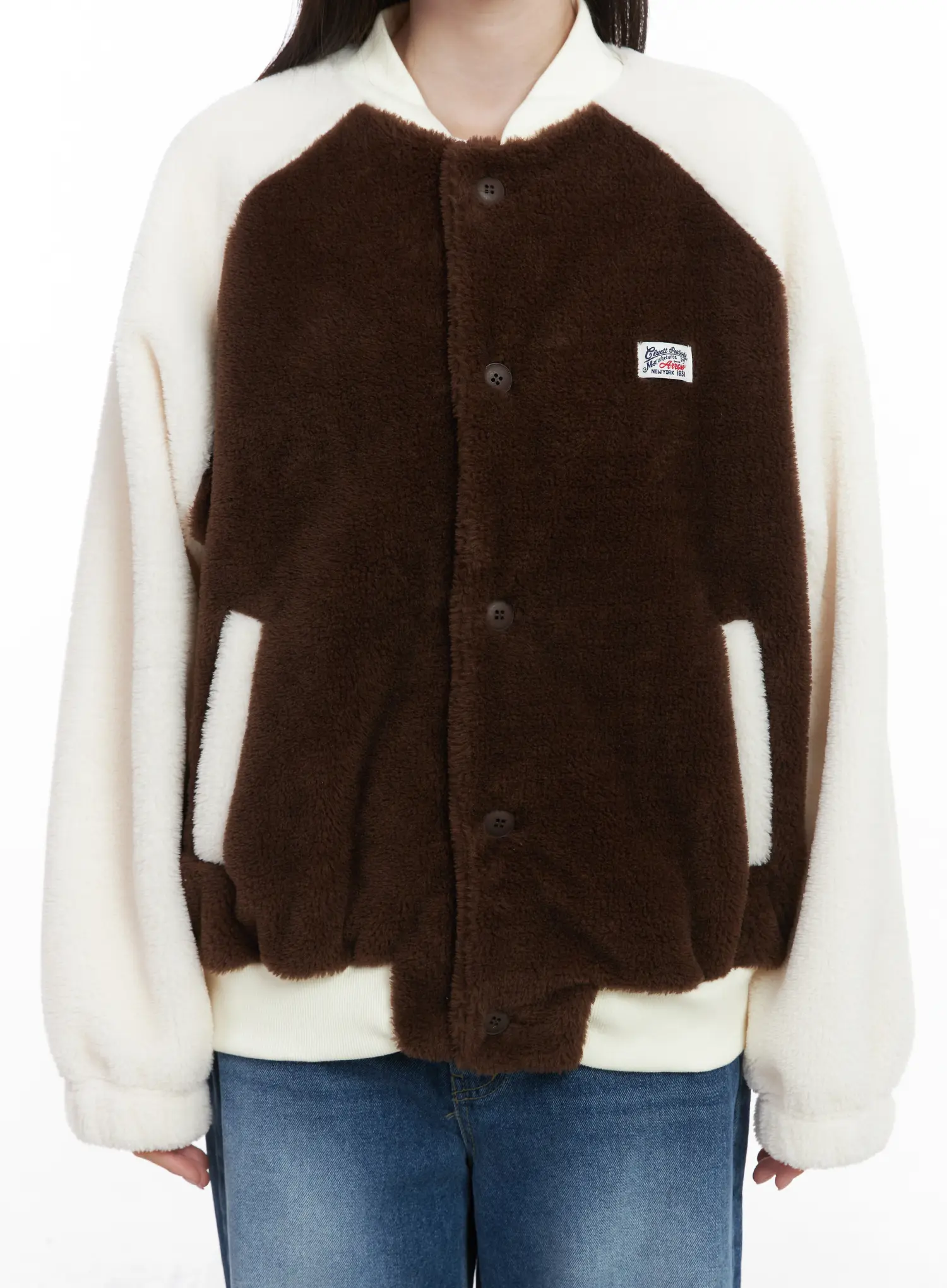 Fleeced Varsity Jacket CJ506 - Image 7