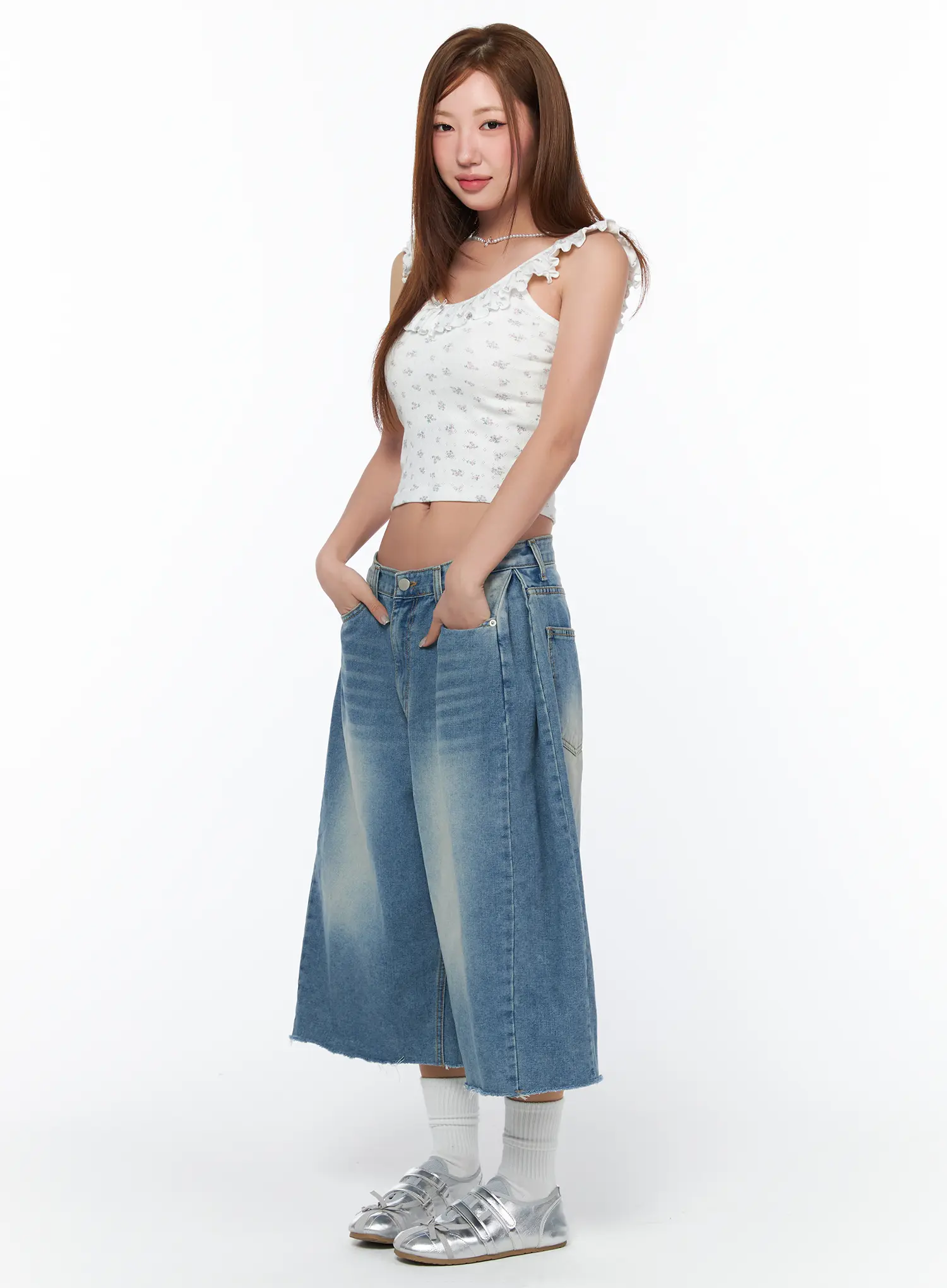 Floral Frill Off-Shoulder Crop Top CA514 - Image 6
