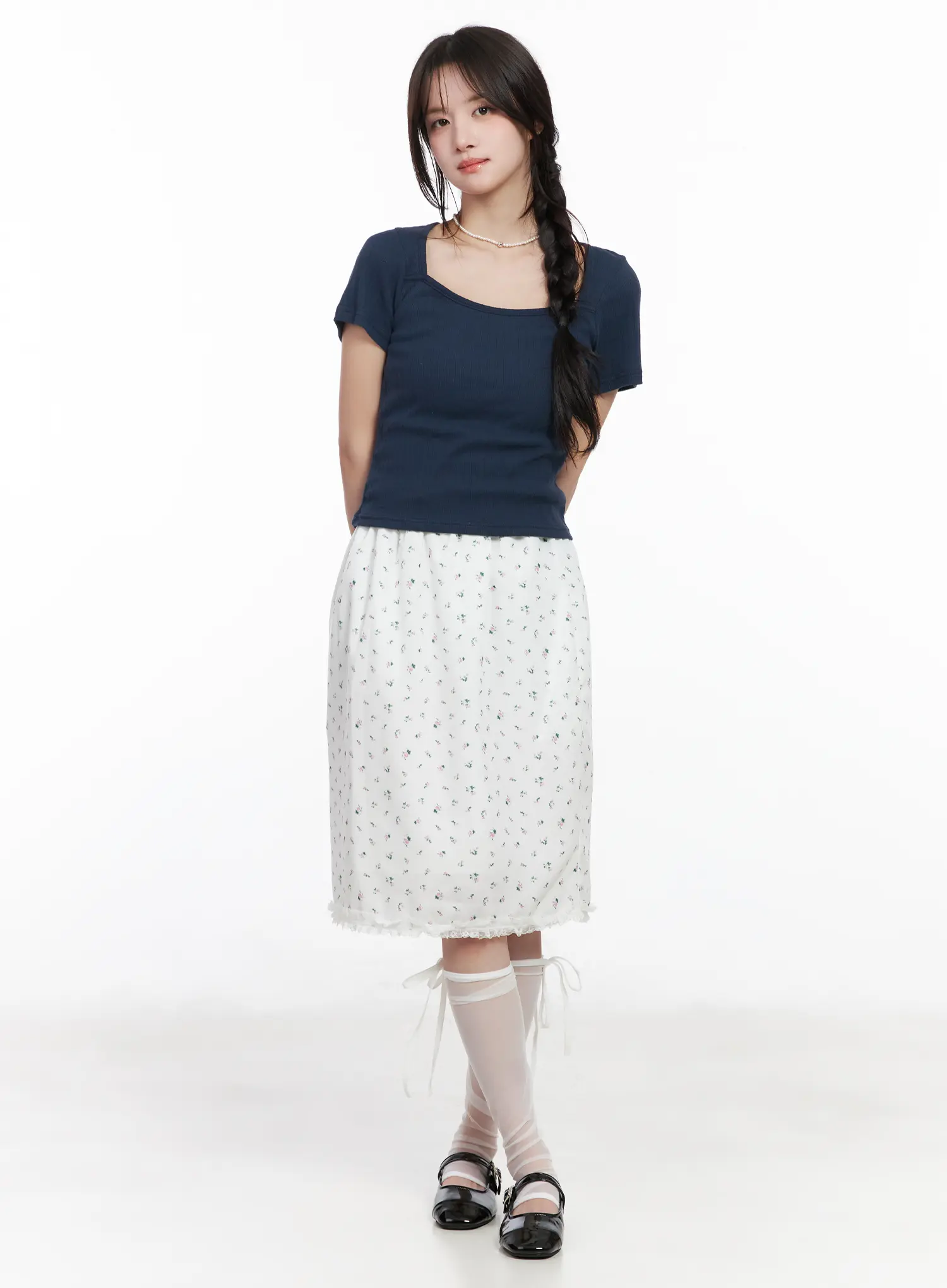 Floral Lace Midi Skirt CM527 - Image 2