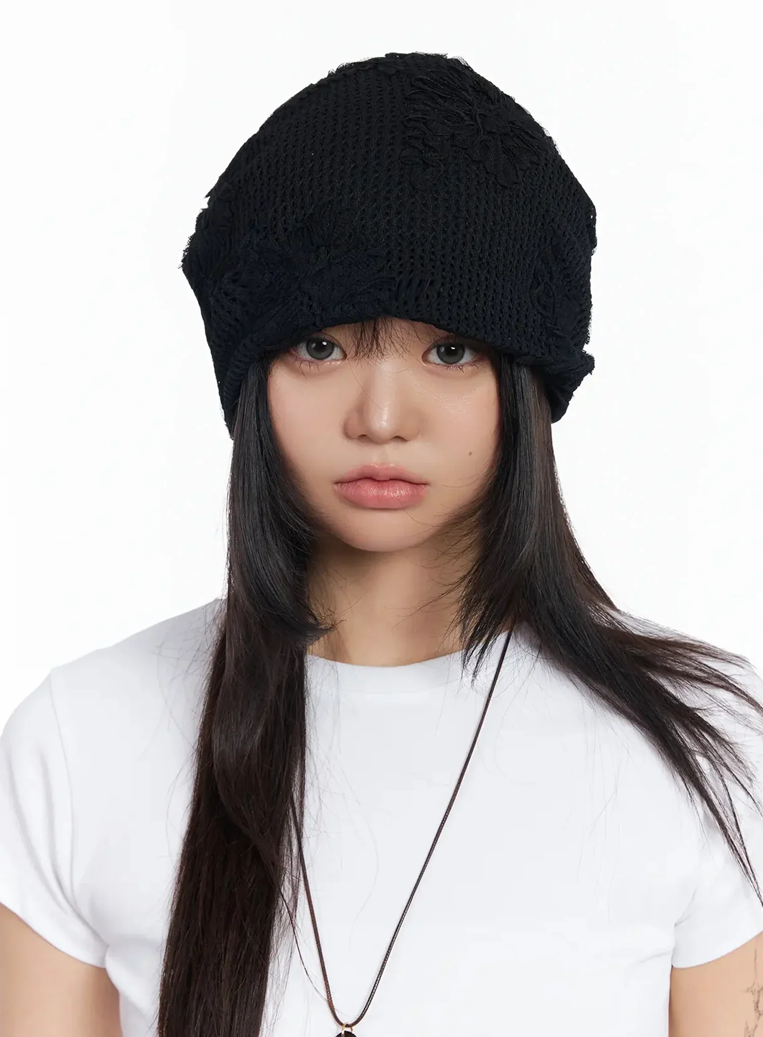Floral Mesh Knit Beanie IA523