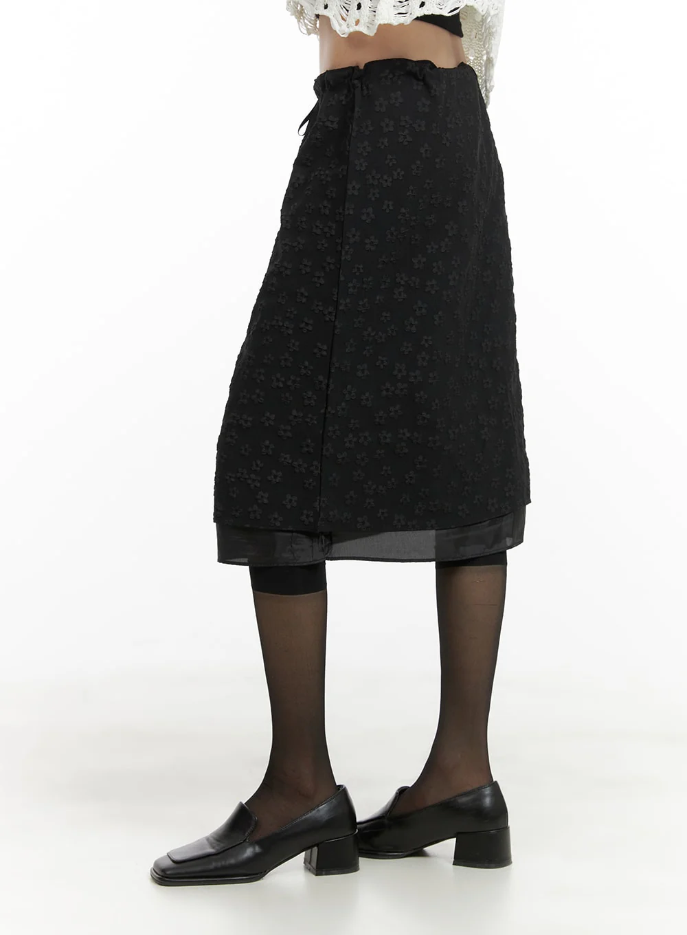 Floral Mesh Midi Skirt CA412 - Image 4