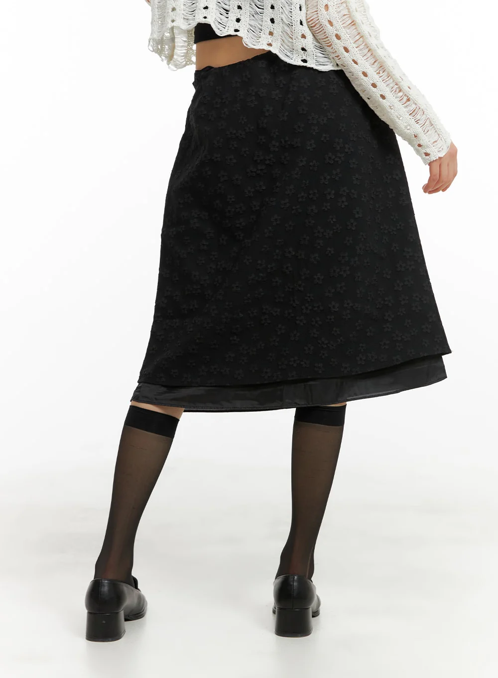 Floral Mesh Midi Skirt CA412 - Image 7