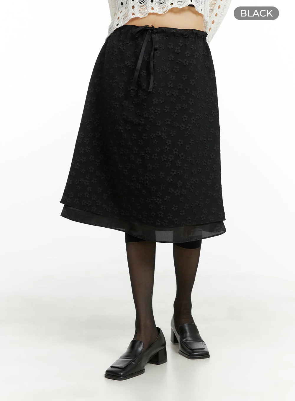 Floral Mesh Midi Skirt CA412 - Image 8