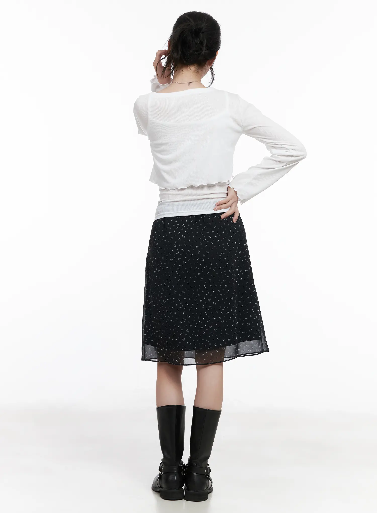 Floral Midi Chiffon Skirt CA510 - Image 7