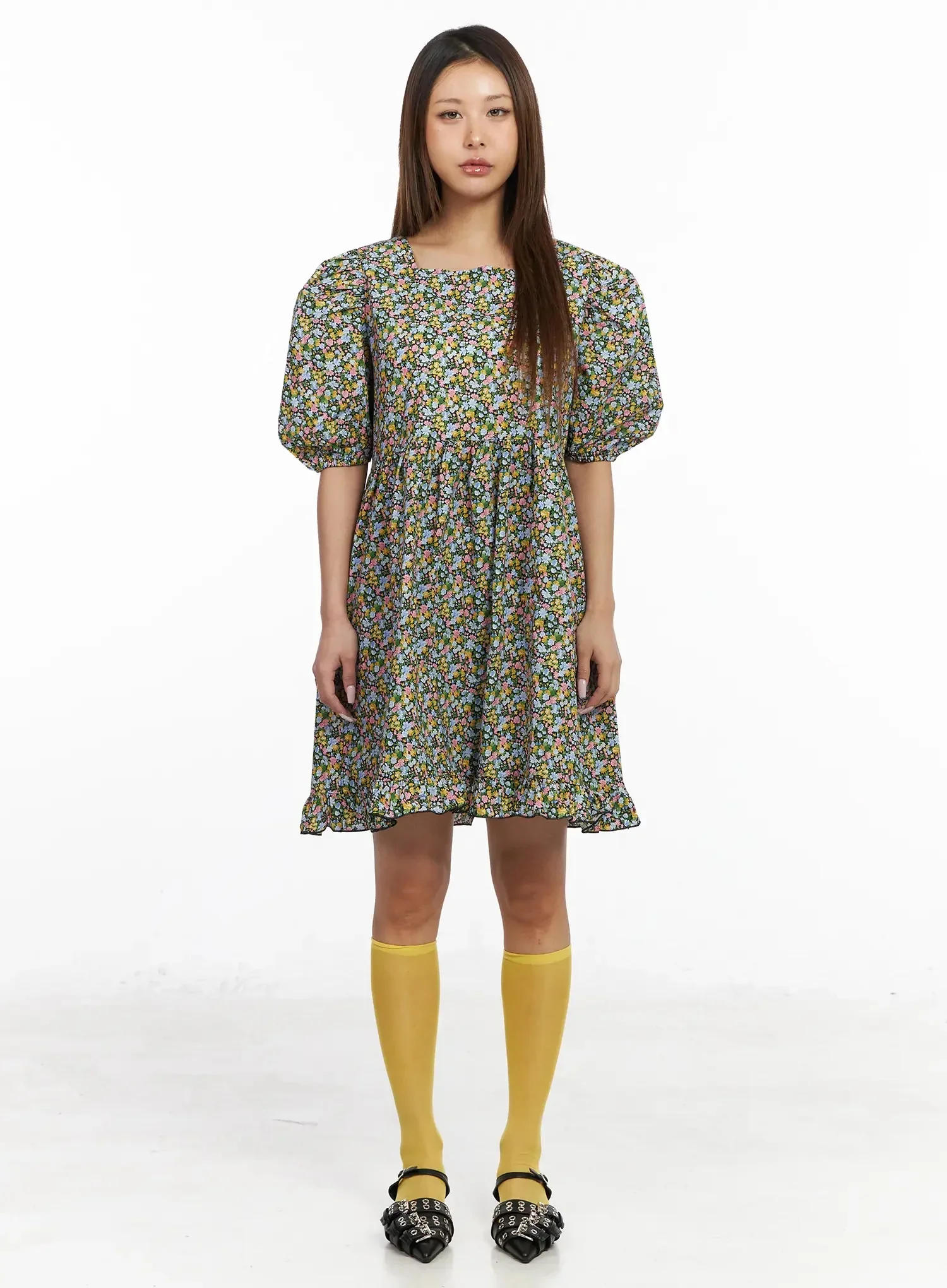 Floral Puff Sleeve Babydoll Dress IY501 - Image 10