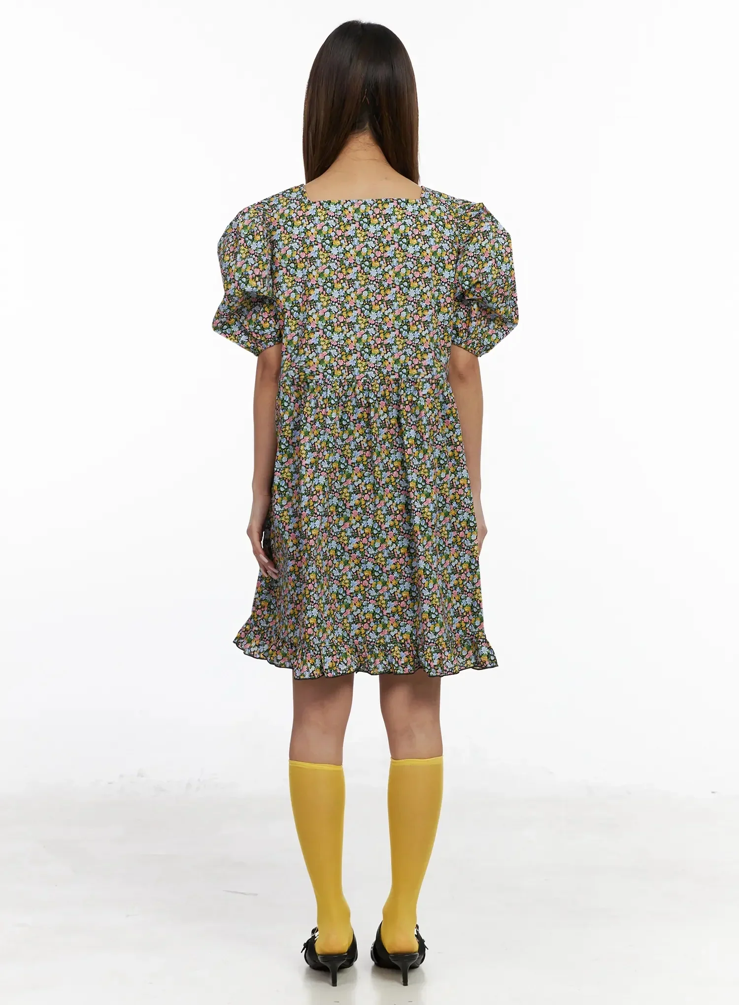 Floral Puff Sleeve Babydoll Dress IY501 - Image 12
