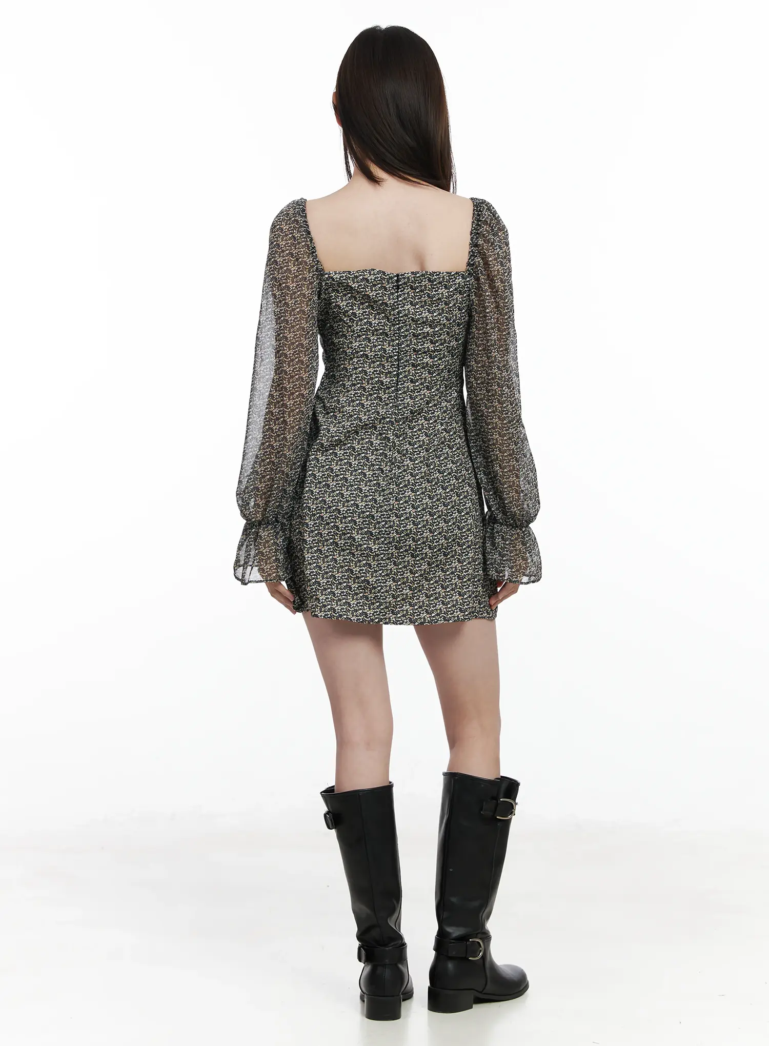 Floral Puff-Sleeve Mini Dress IF520 - Image 7