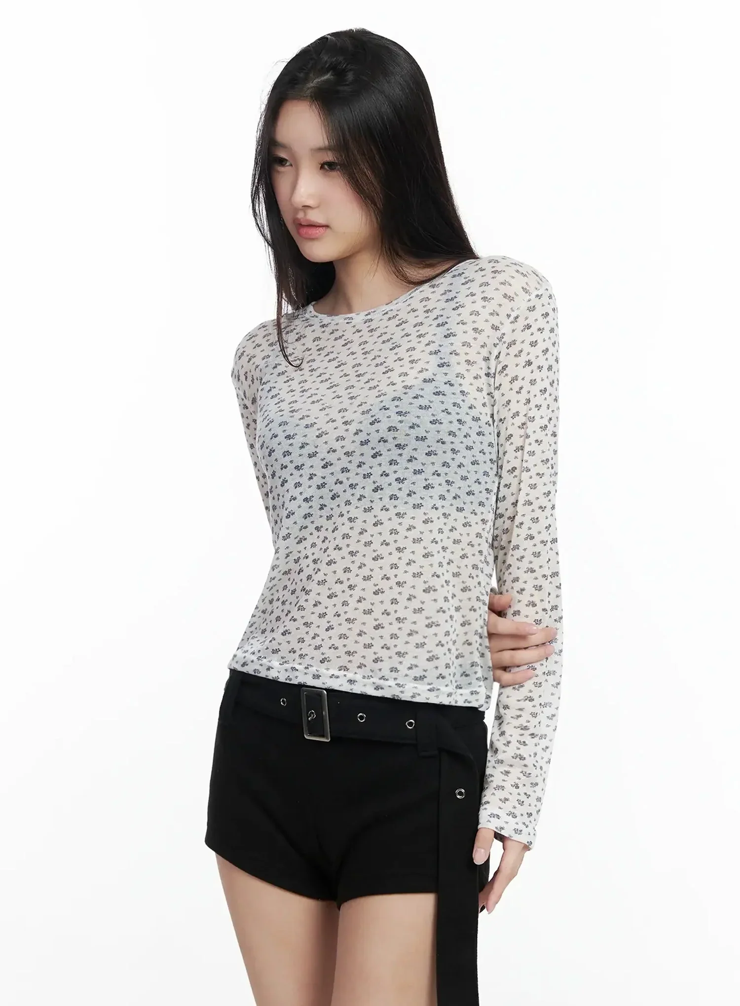 Floral Sheer Long Sleeve Top IM502 - Image 7