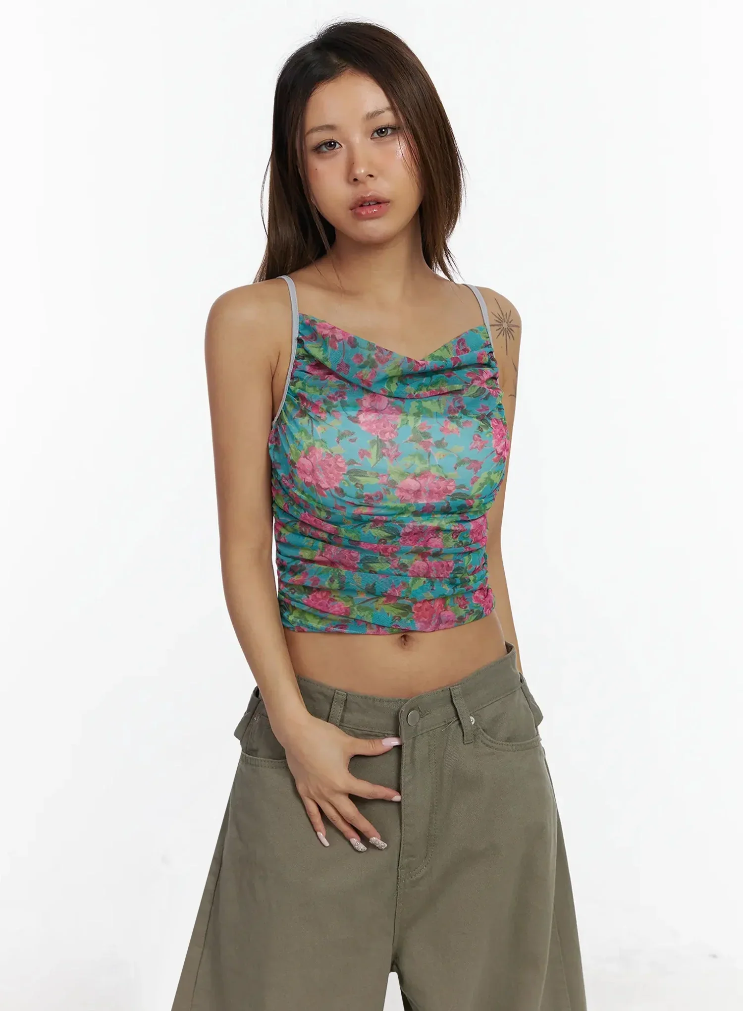 Floral Shirred Cami Top IA527 - Image 16