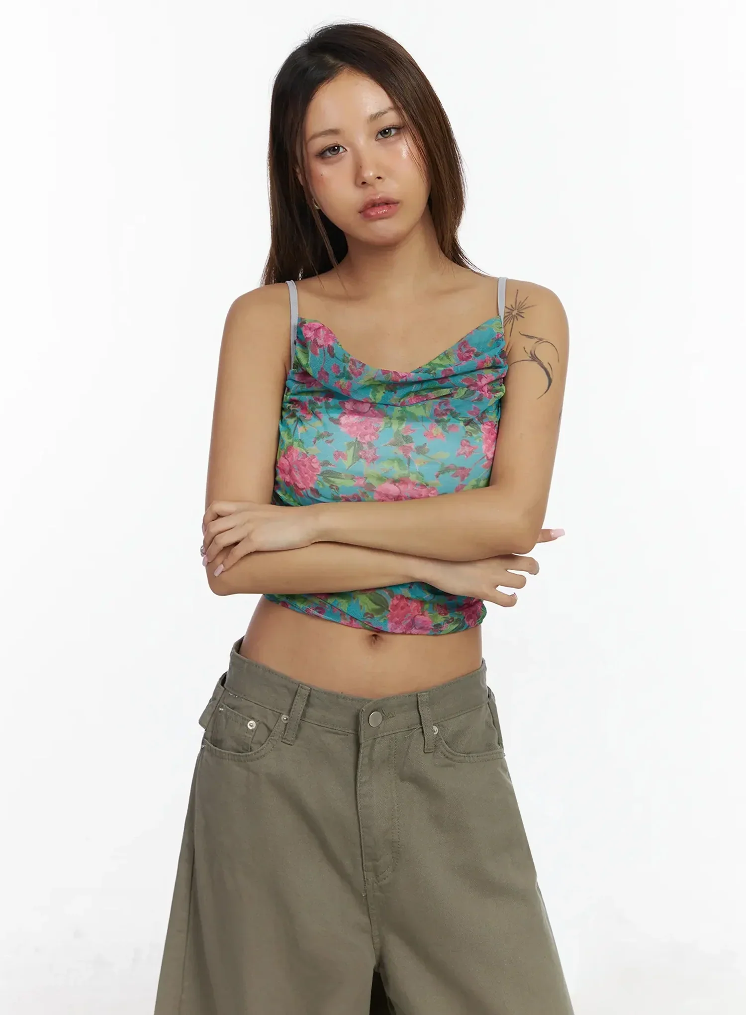 Floral Shirred Cami Top IA527 - Image 2
