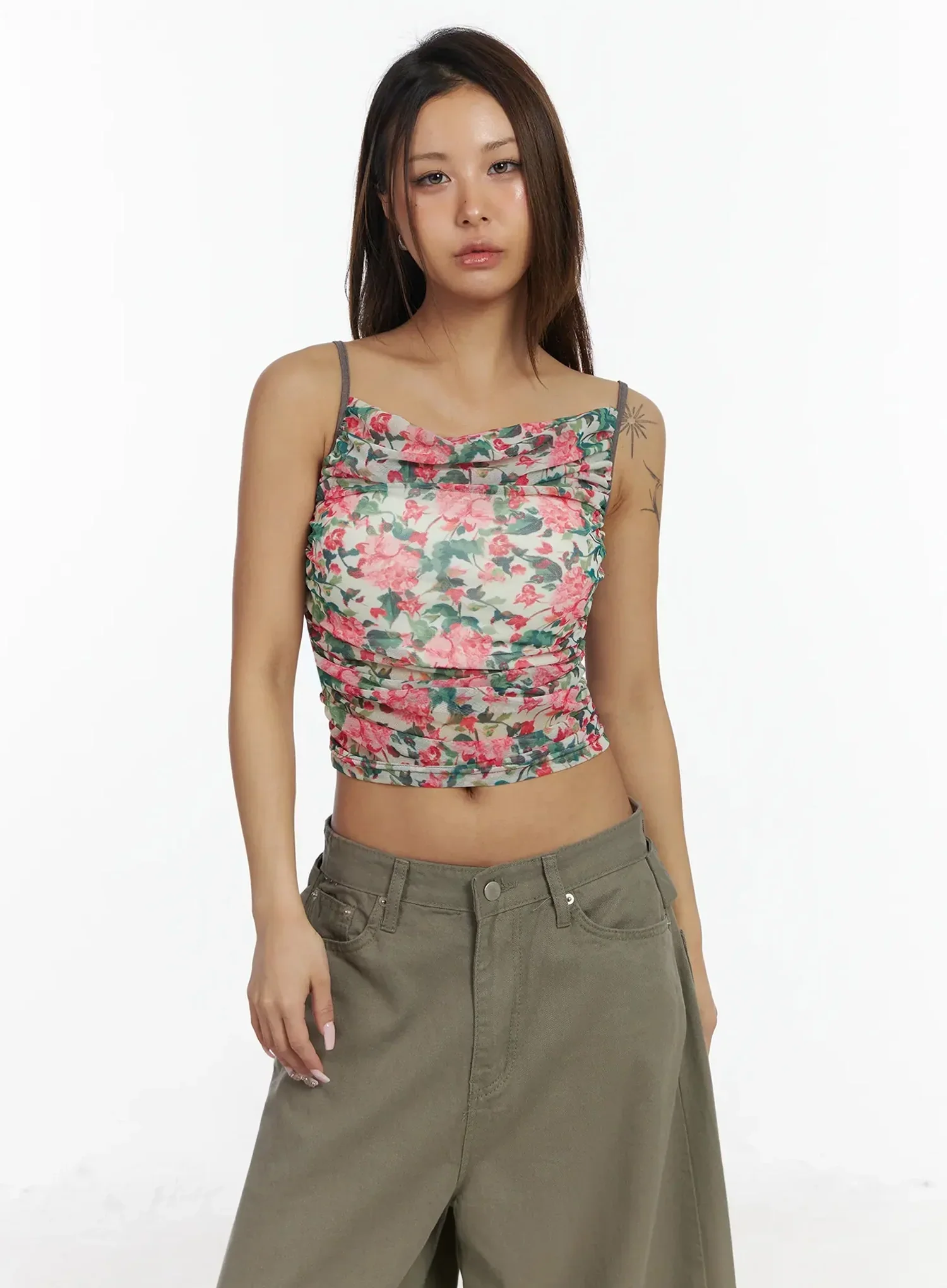 Floral Shirred Cami Top IA527 - Image 3