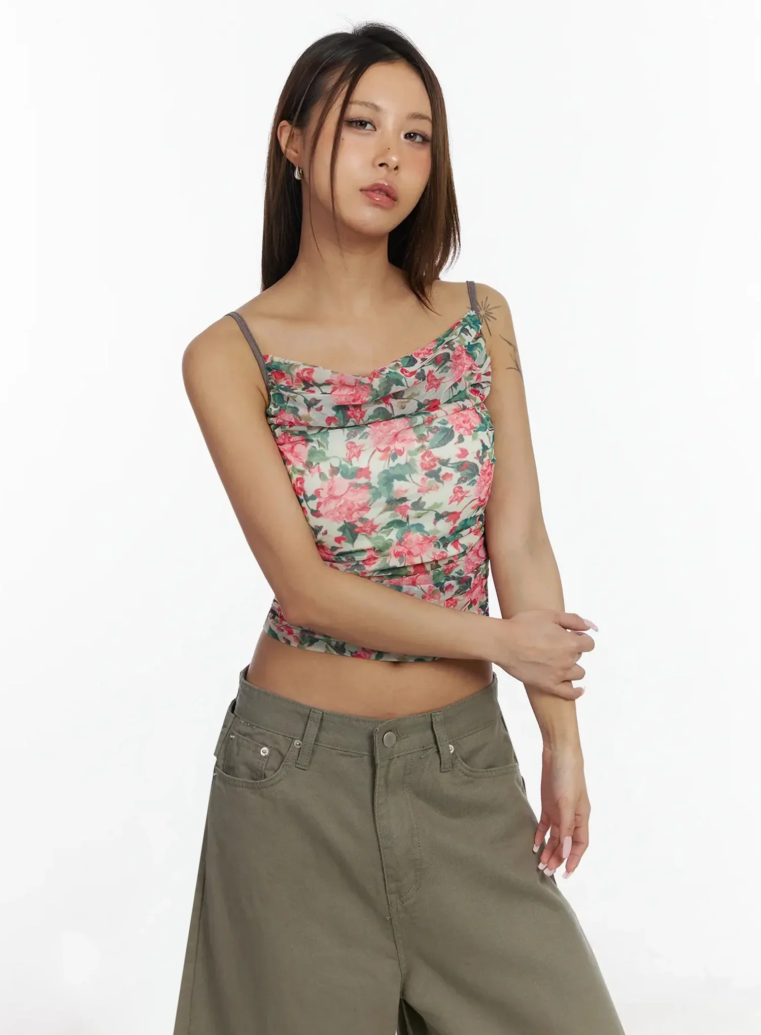 Floral Shirred Cami Top IA527 - Image 7