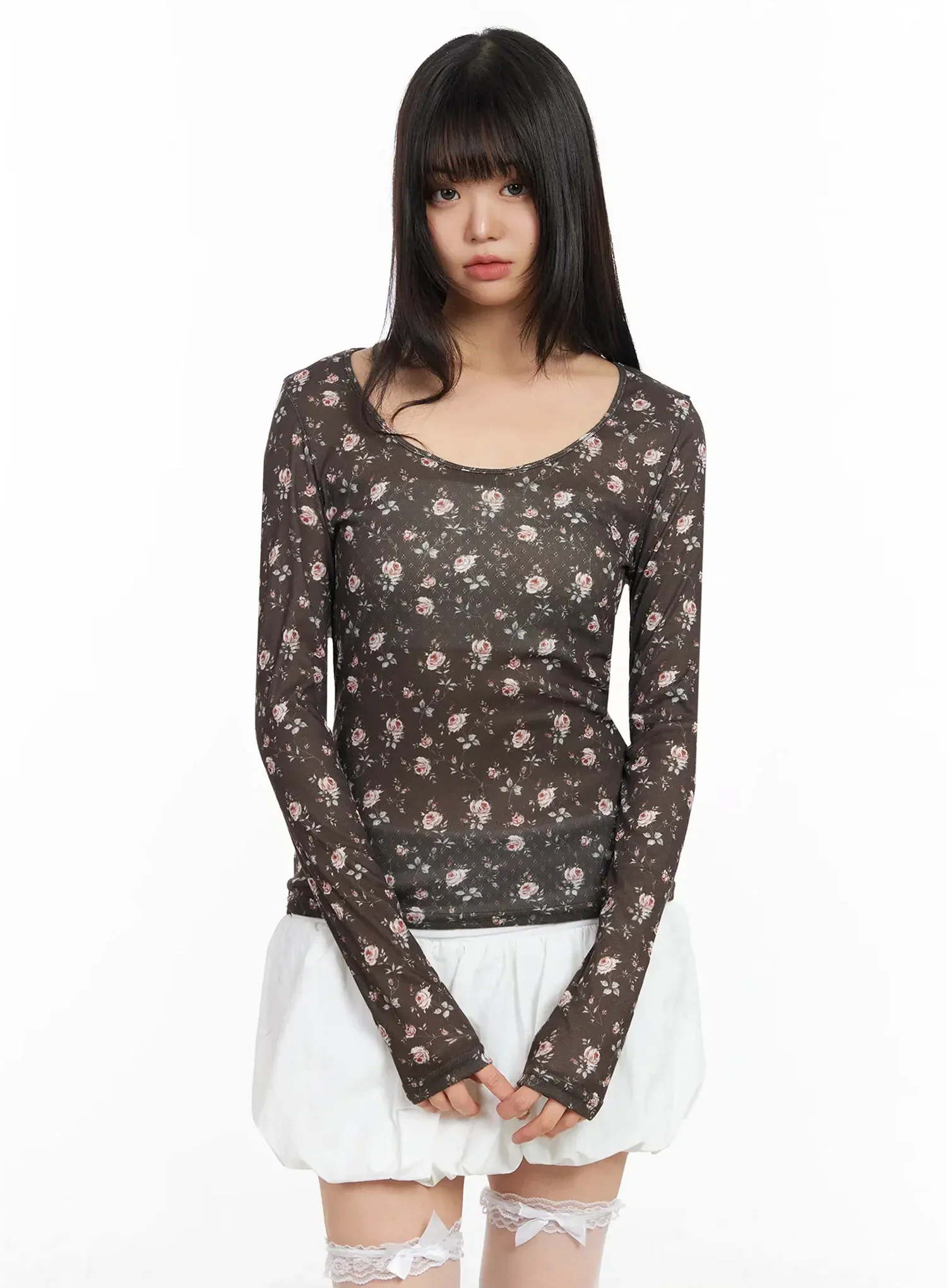 Floral Slim Long Sleeve Tee IA523 - Image 14