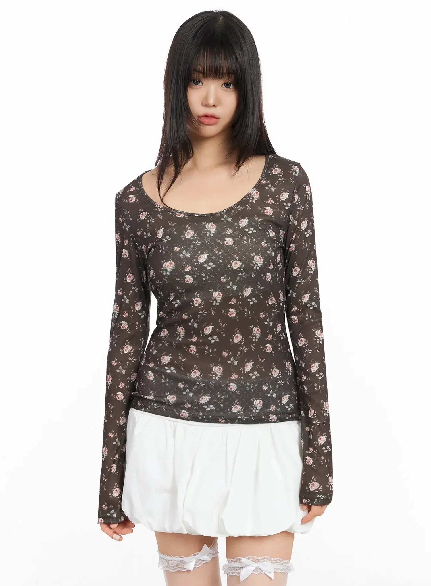 Floral Slim Long Sleeve Tee IA523 - Image 2
